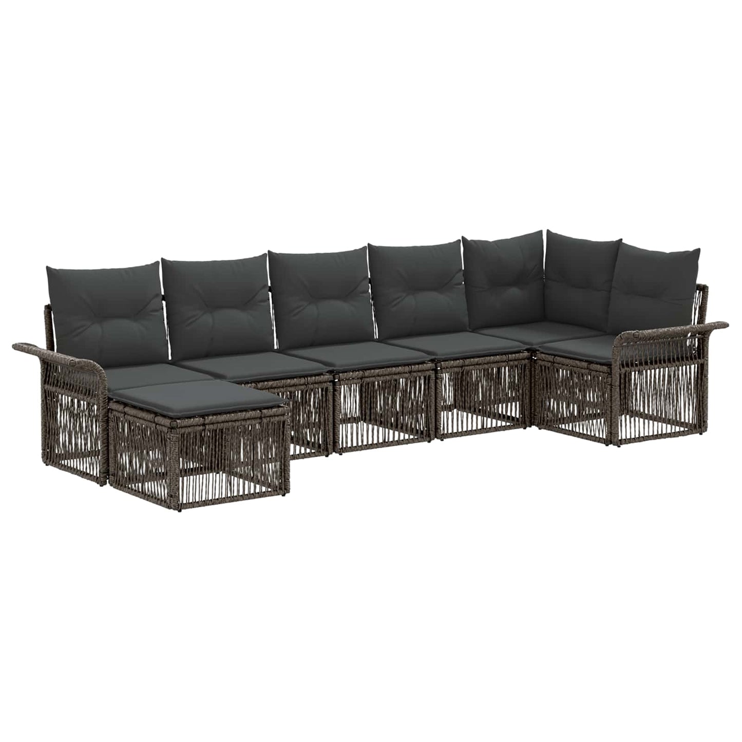 Gartensofa-set 7 pcs Grau Poly-Rattan