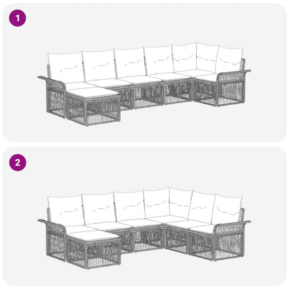 Gartensofa-set 7 stk. Grau Poly-Rattan