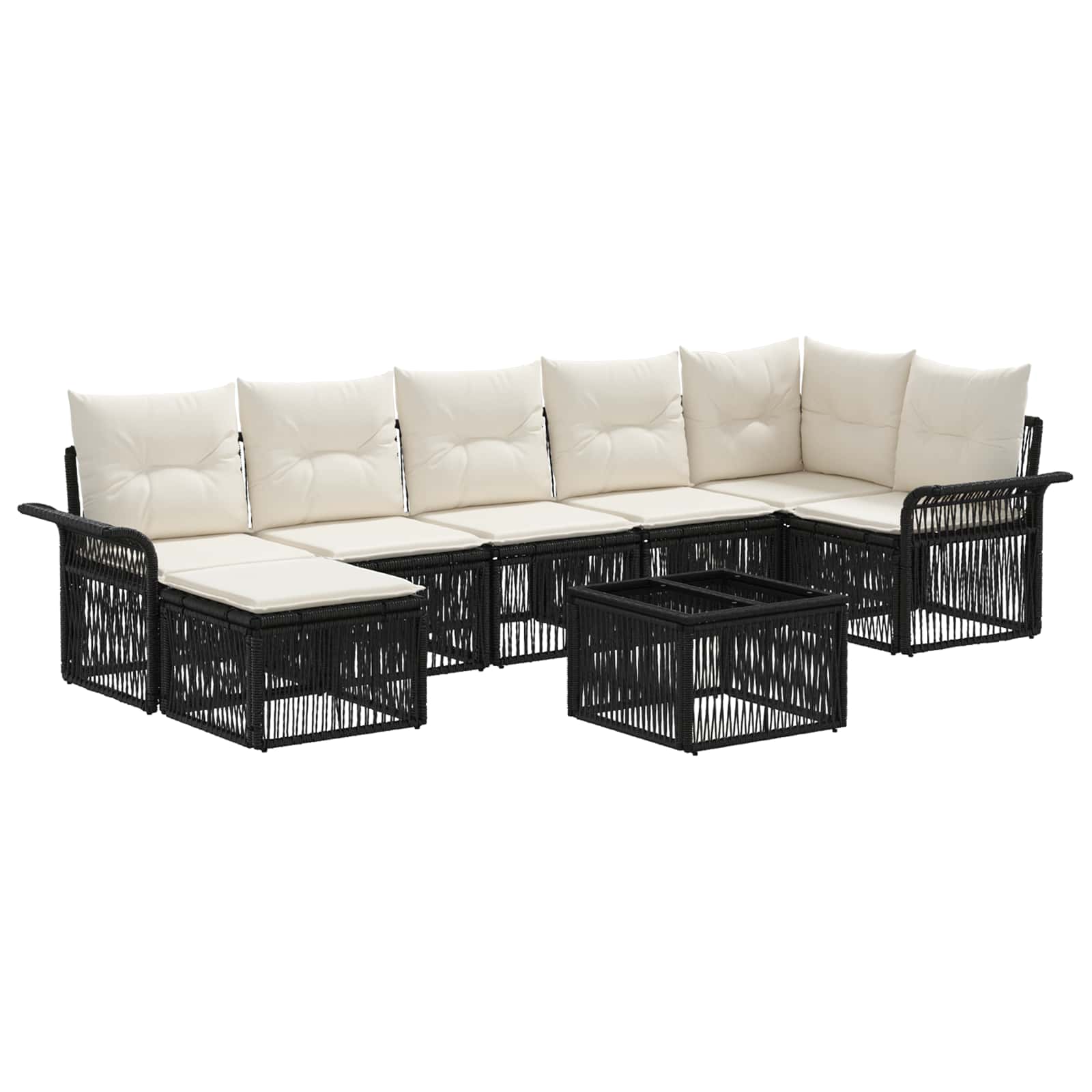 Gartensofa-set 8 stk. Schwarz Poly-Rattan