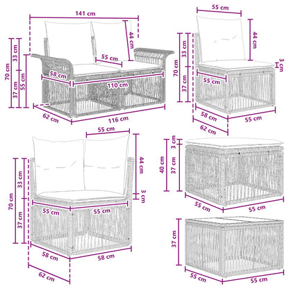 Gartensofa-set 8 stk. Schwarz Poly-Rattan
