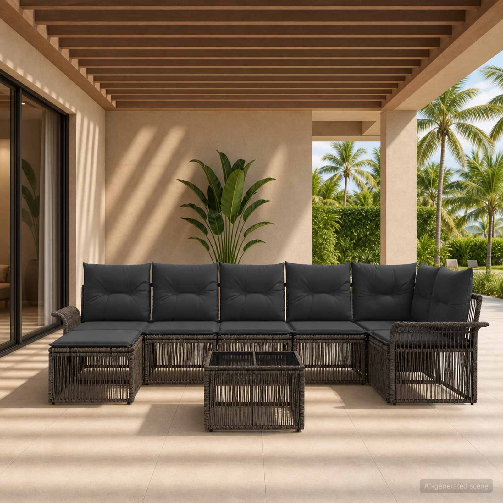 Gartensofa-set 8 stk. Grau Poly-Rattan