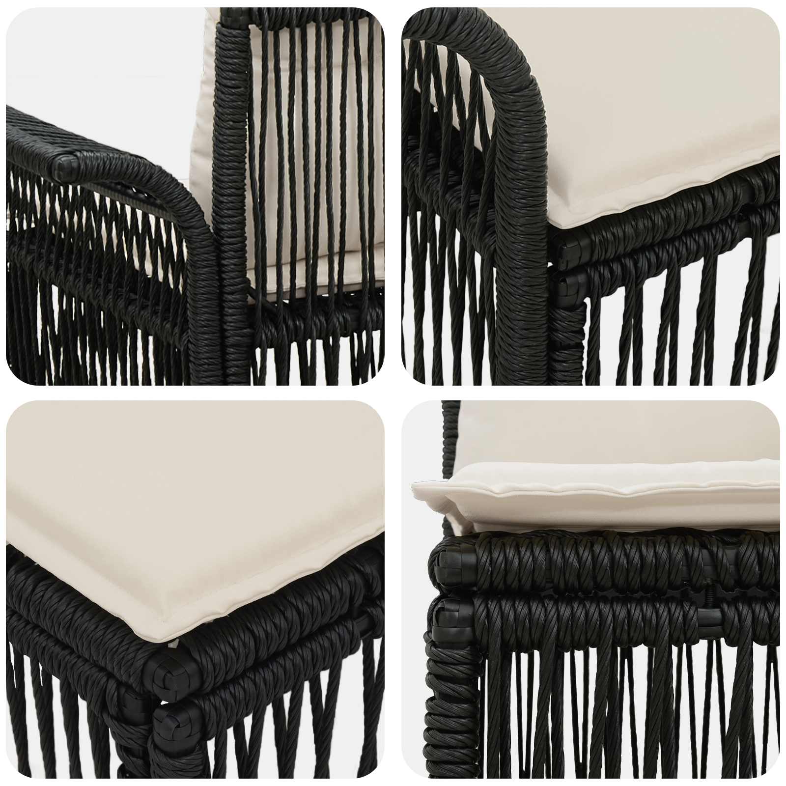 Gartensofa-set 6 stk. Schwarz Poly-Rattan