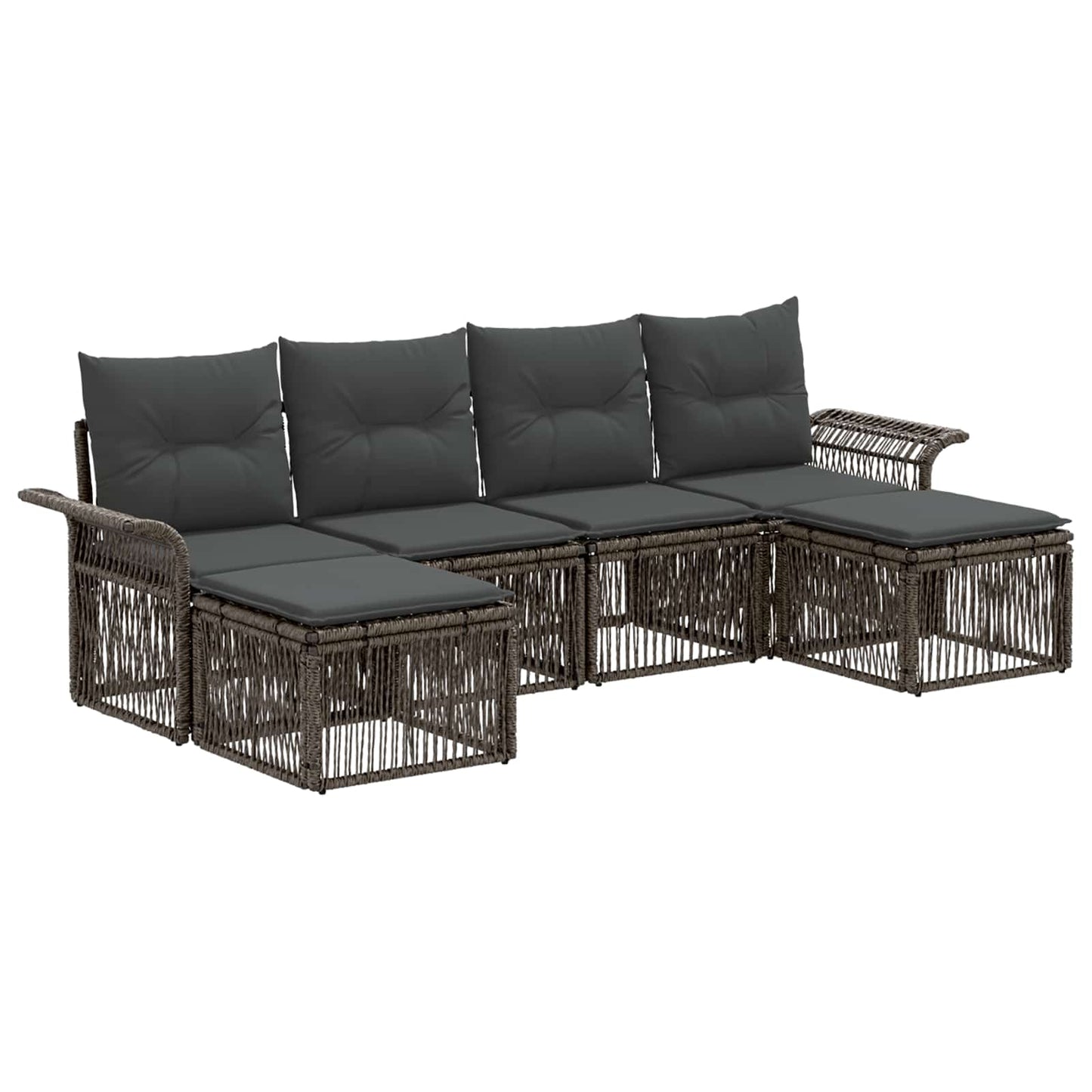 Gartensofa-set 6 stk. Grau Poly-Rattan