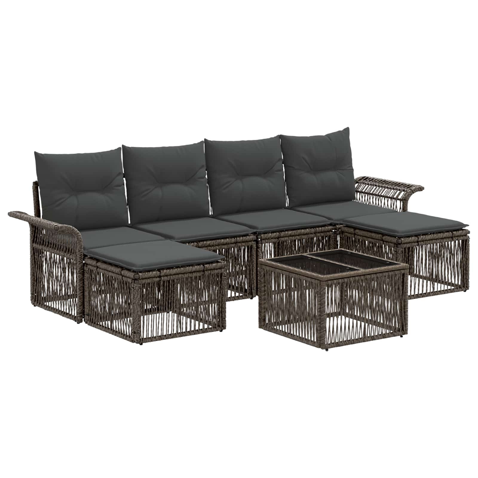 Gartensofa-set 7 stk. Grau Poly-Rattan