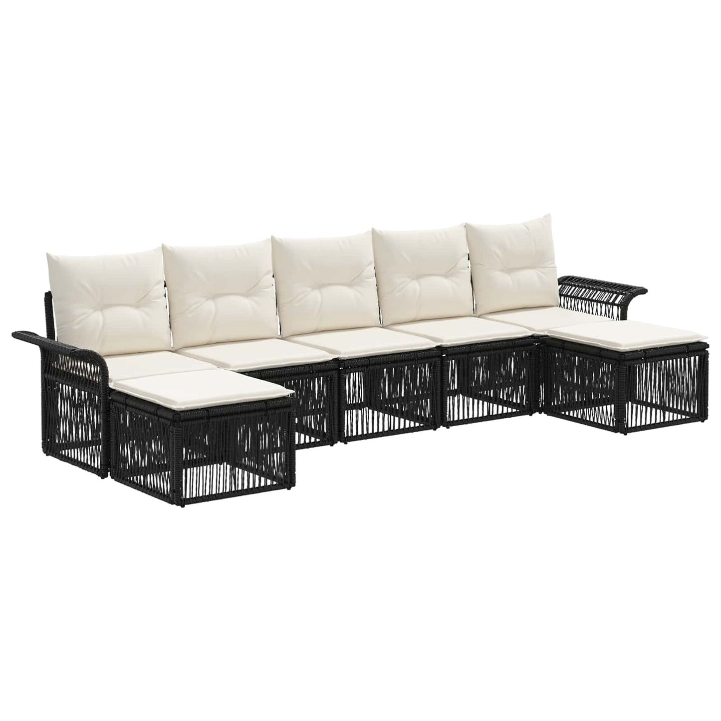 Gartensofa-set 7 pcs Schwarz Poly-Rattan