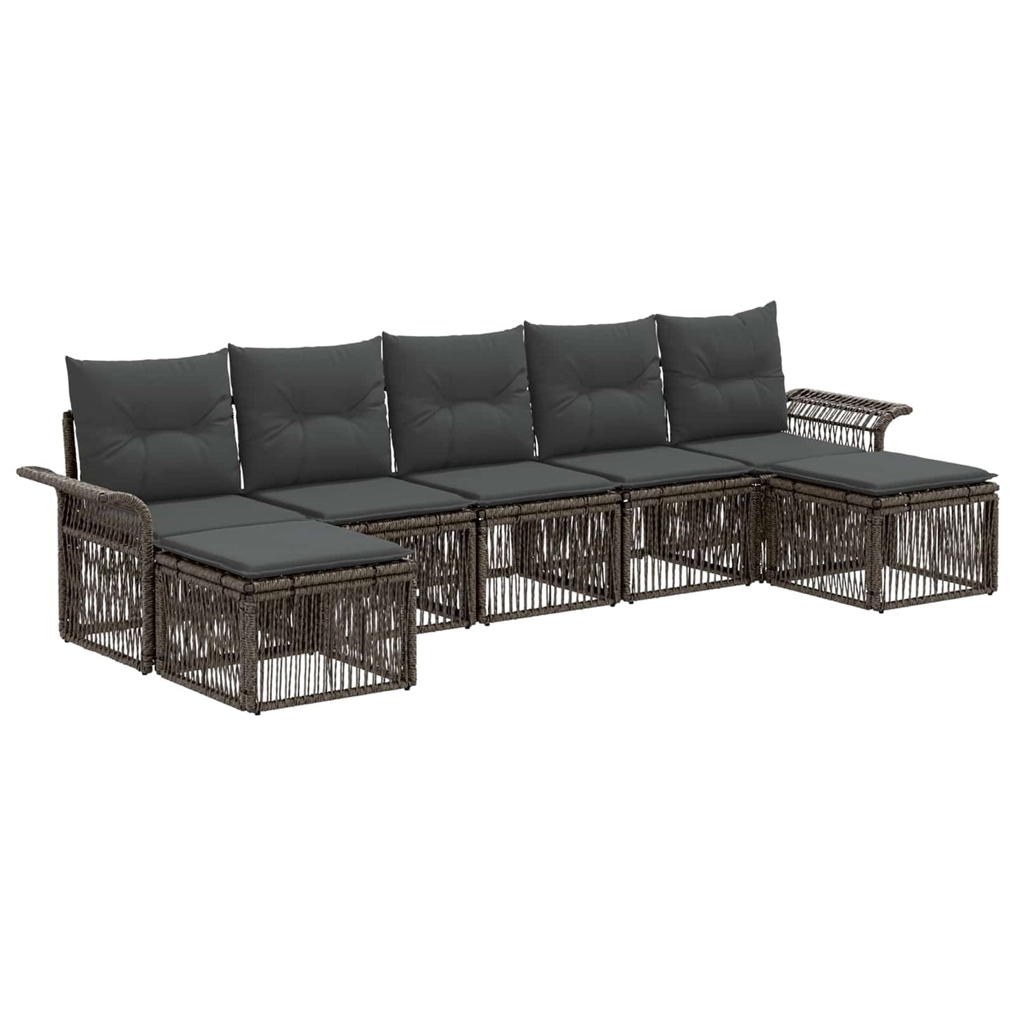 Gartensofa-set 7 stk. Grau Poly-Rattan