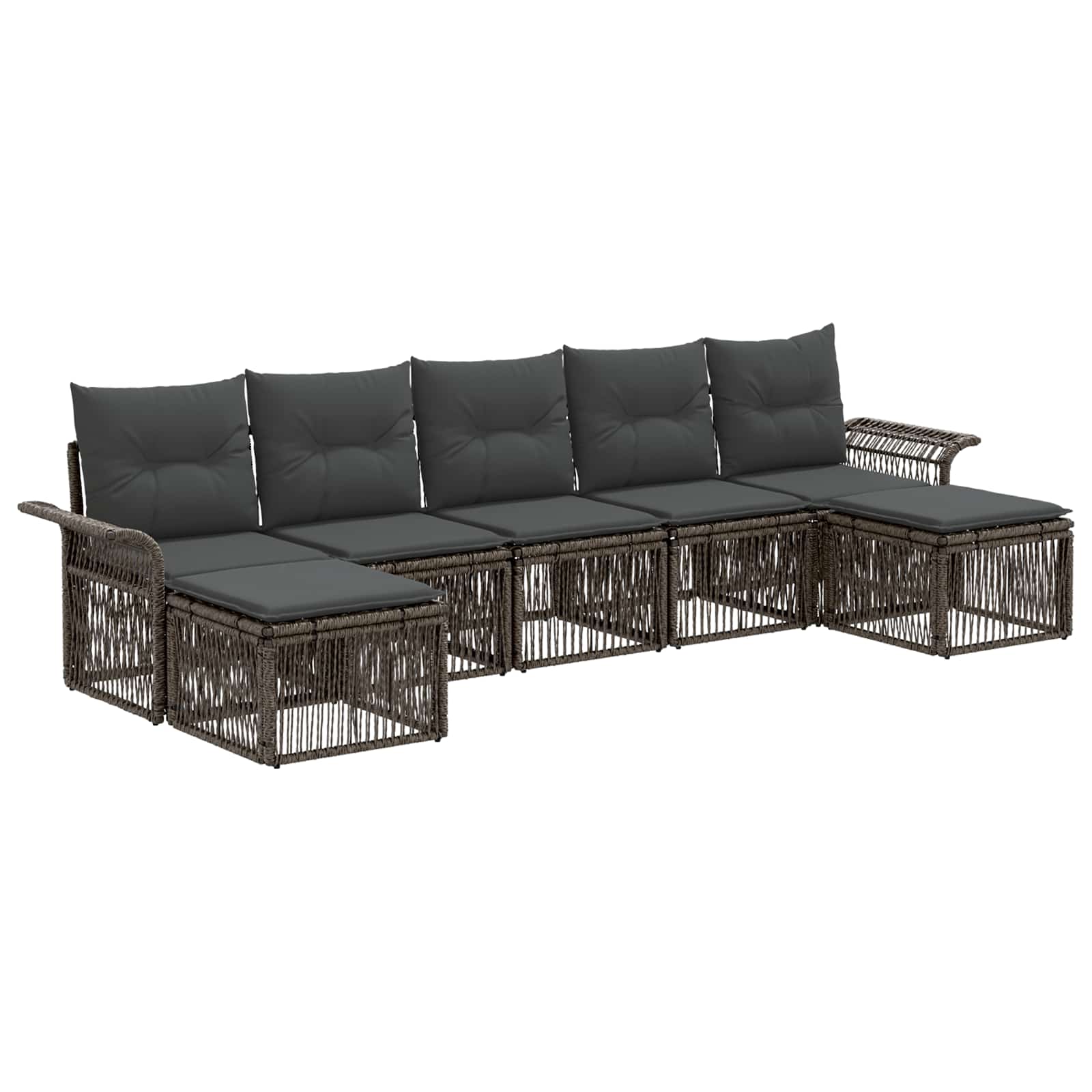 Gartensofa-set 7 stk. Grau Poly-Rattan