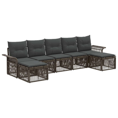 Gartensofa-set 7 stk. Grau Poly-Rattan