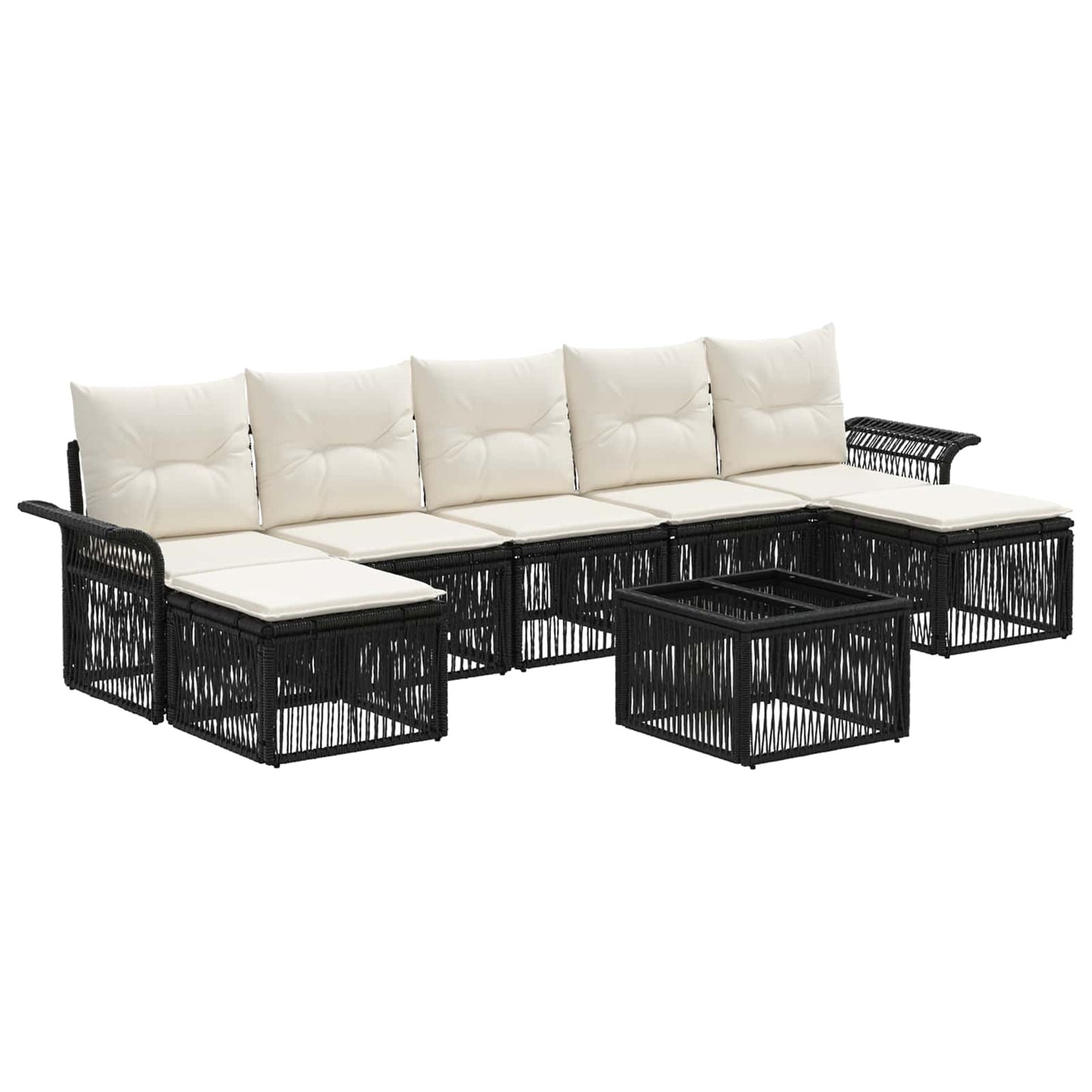 Gartensofa-set 8 stk. Schwarz Poly-Rattan