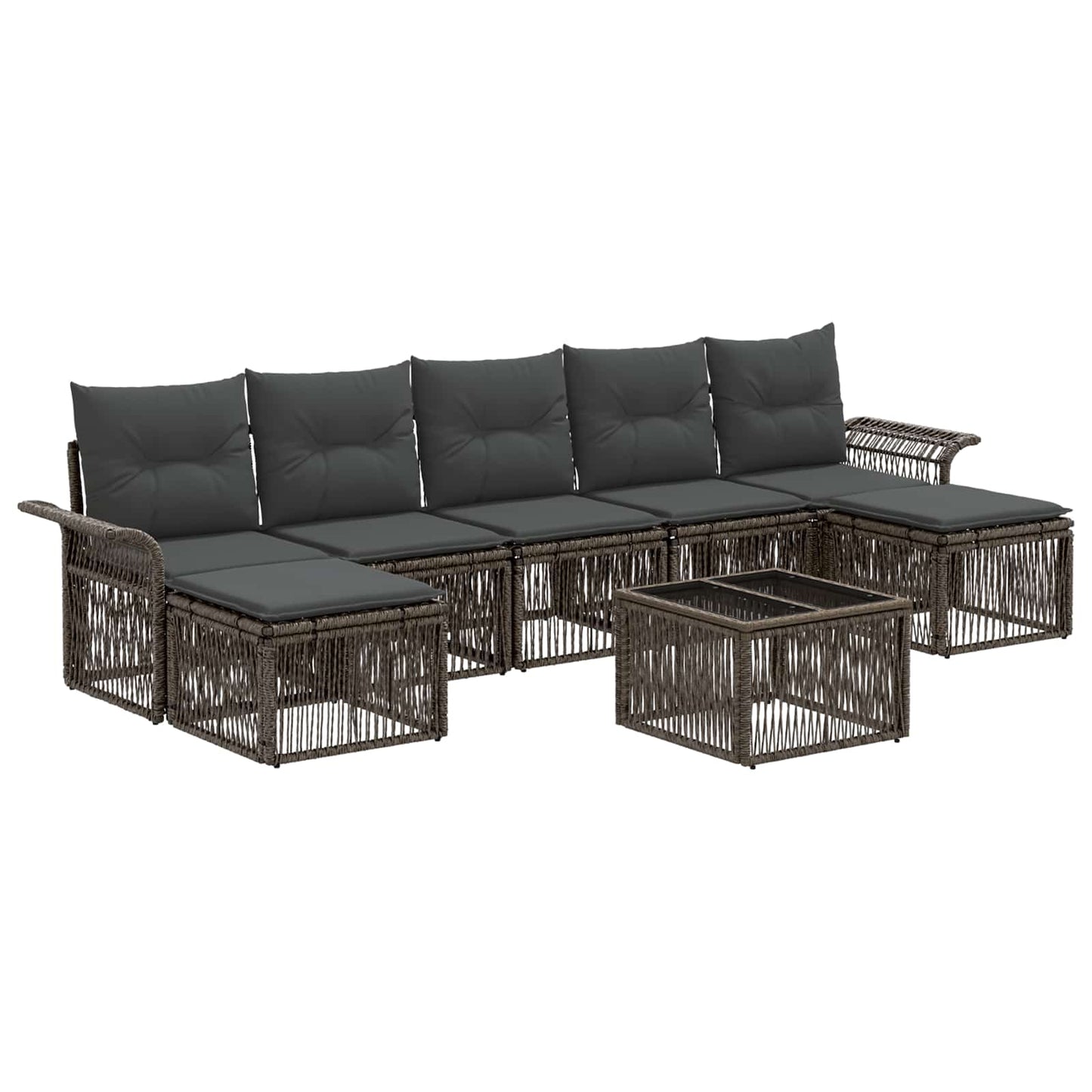 Gartensofa-set 8 stk. Grau Poly-Rattan