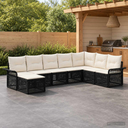 Gartensofa-set 8 stk. Schwarz Poly-Rattan