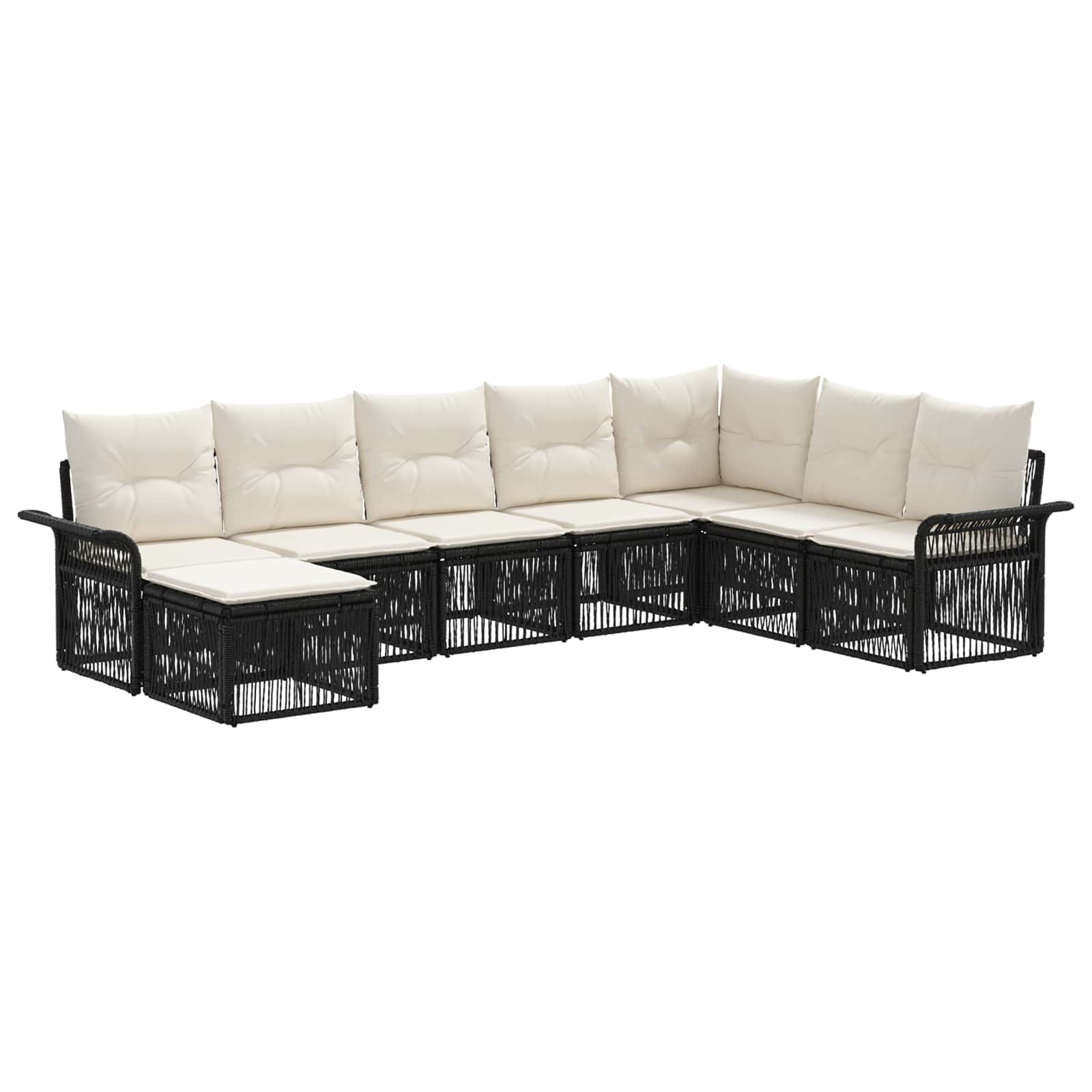 Gartensofa-set 8 pcs Schwarz Poly-Rattan