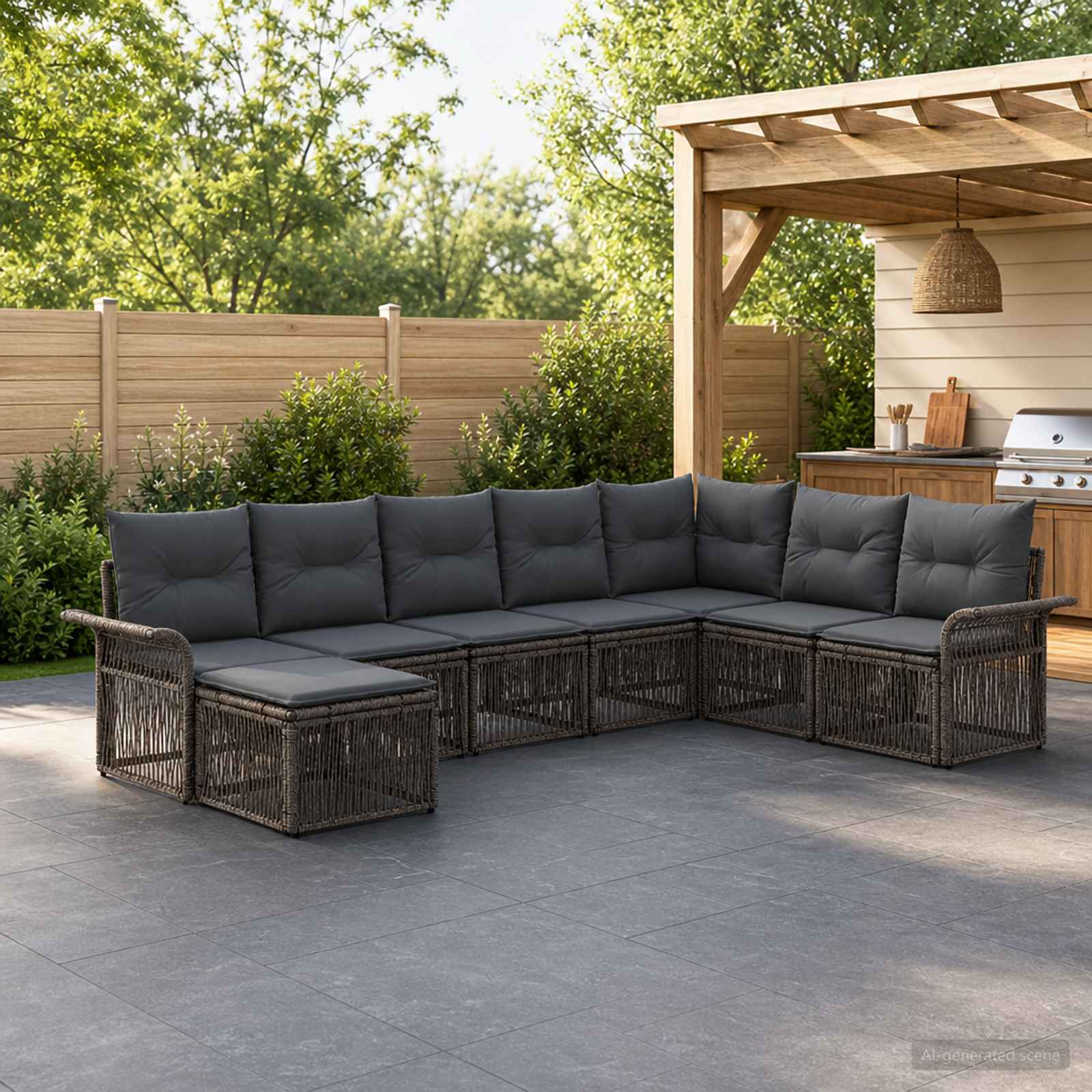 Gartensofa-set 8 stk. Grau Poly-Rattan