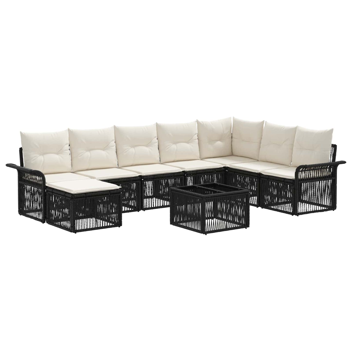 Gartensofa-set 9 pcs Schwarz Poly-Rattan