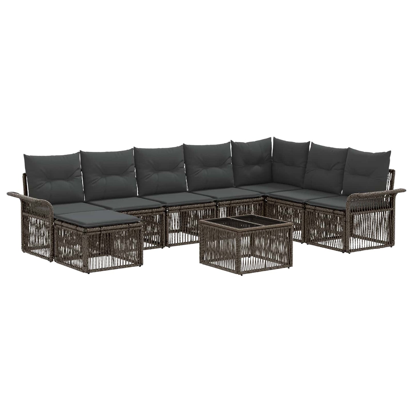 Gartensofa-set 9 stk. Grau Poly-Rattan