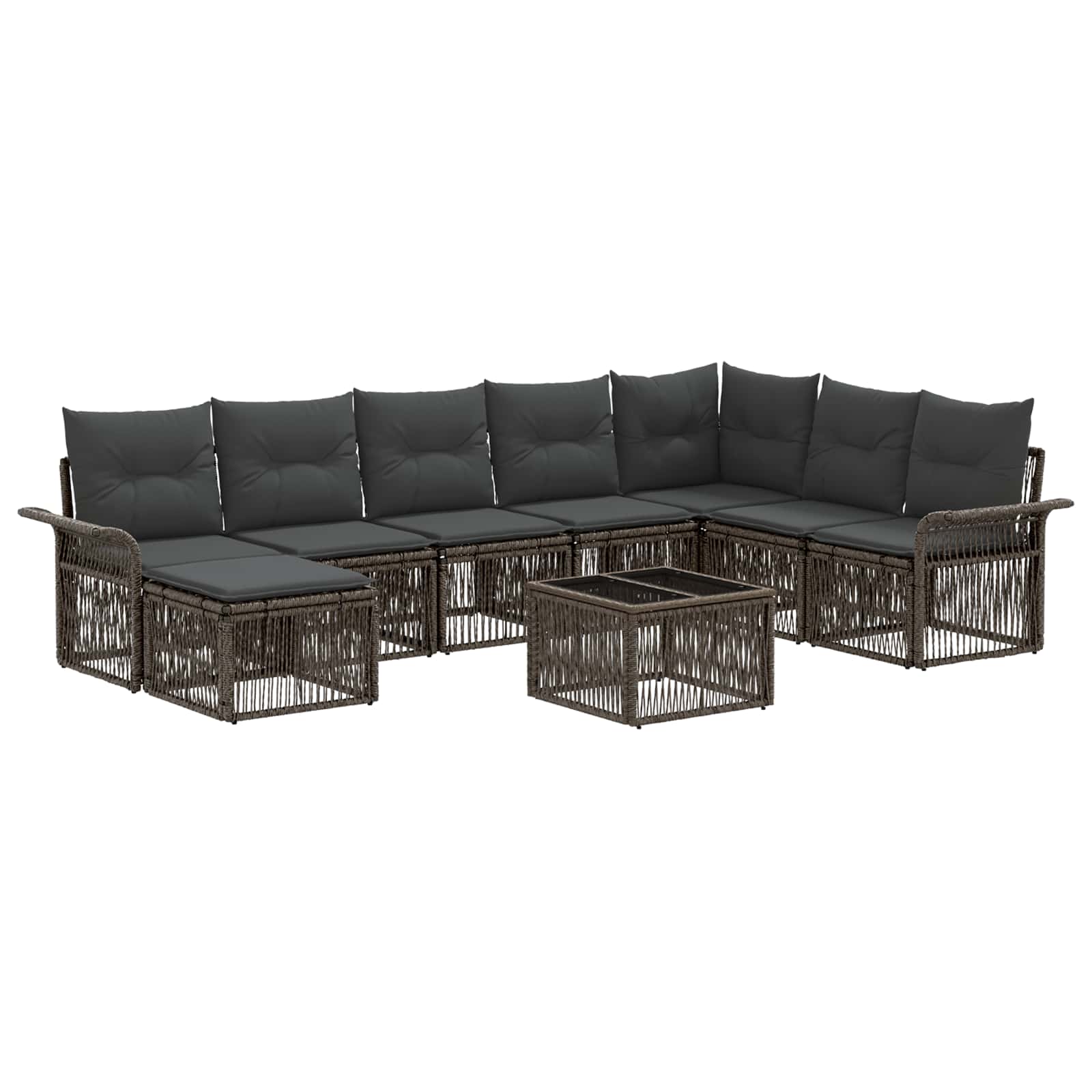Gartensofa-set 9 stk. Grau Poly-Rattan