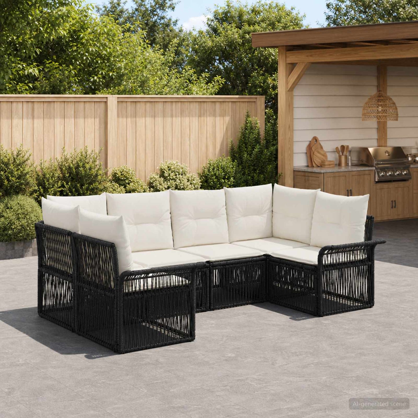 Gartensofa-set 6 stk. 6-Sitzanzahl Schwarz Poly-Rattan