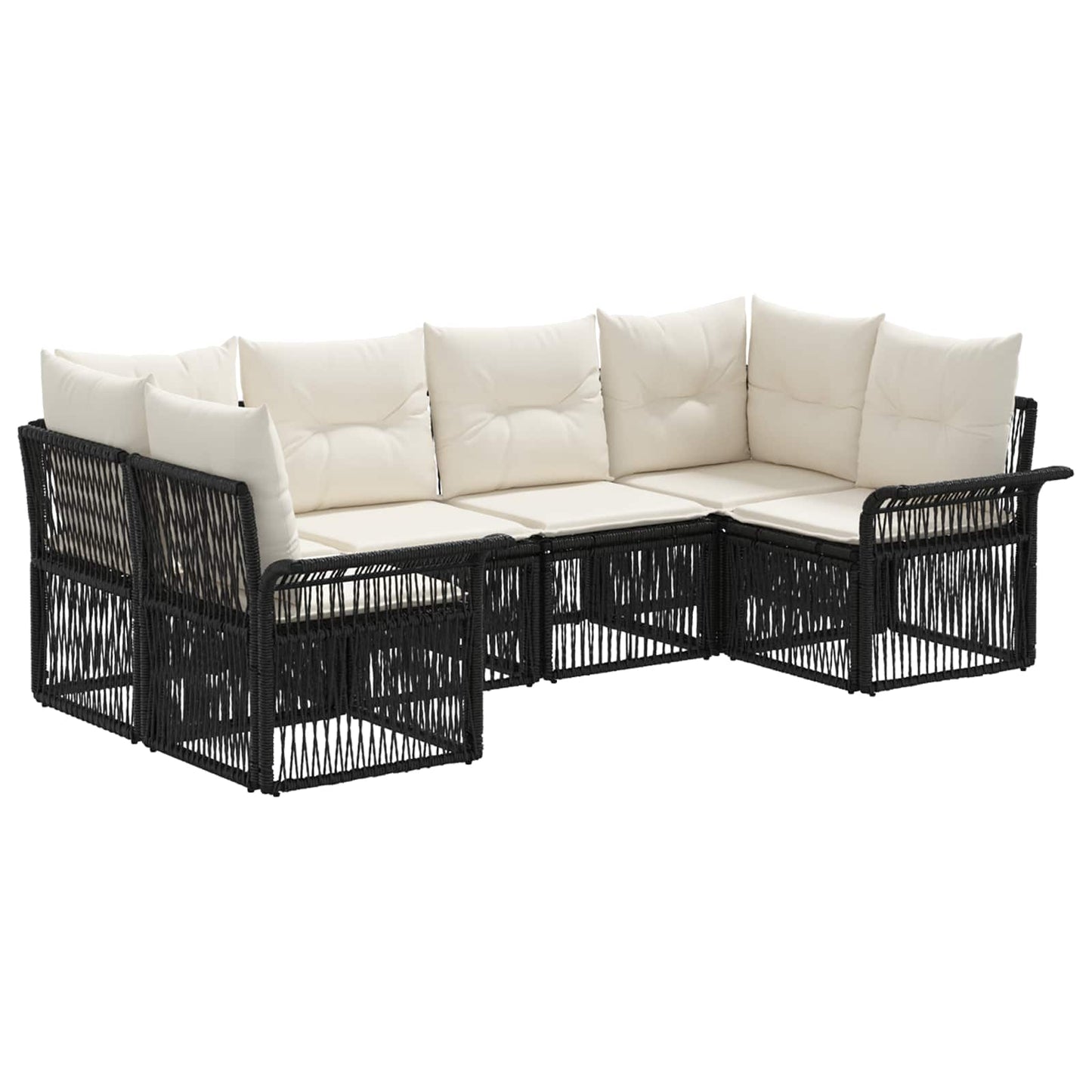 Gartensofa-set 6 stk. 6-Sitzanzahl Schwarz Poly-Rattan
