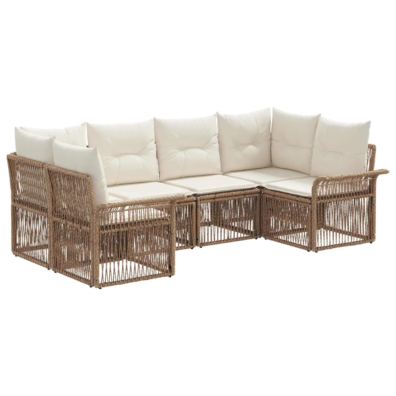 Gartensofa-set 6 stk. 6-Sitzanzahl Beige Poly-Rattan