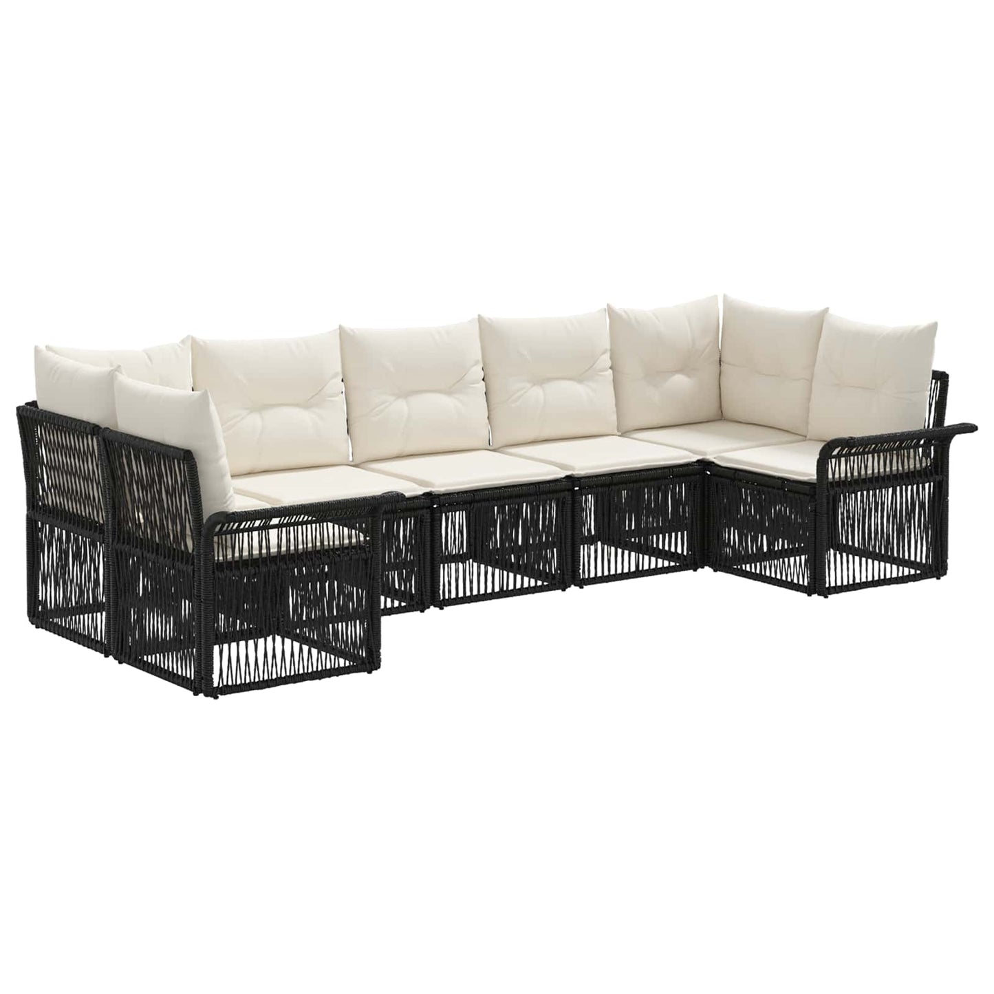 Gartensofa-set 7 stk. 7-Sitzanzahl Schwarz Poly-Rattan