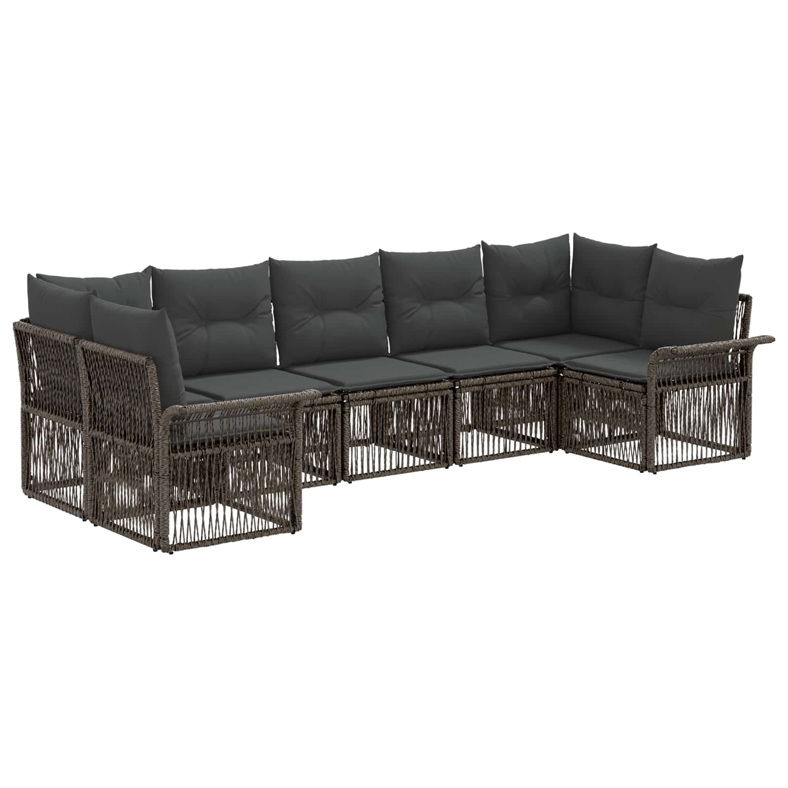 Gartensofa-set 7 stk. 7-Sitzanzahl Grau Poly-Rattan