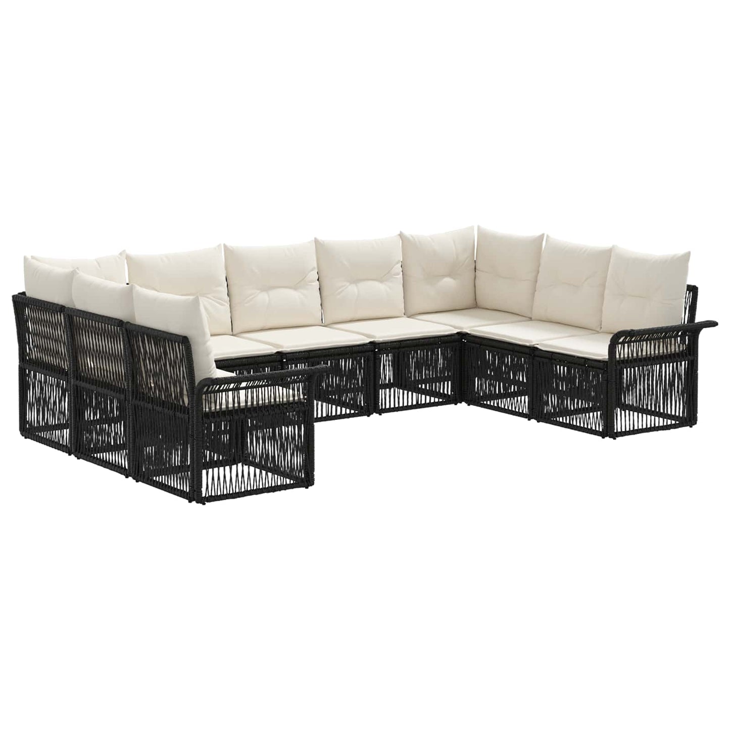 Gartensofa-set 9 pcs Schwarz Poly-Rattan