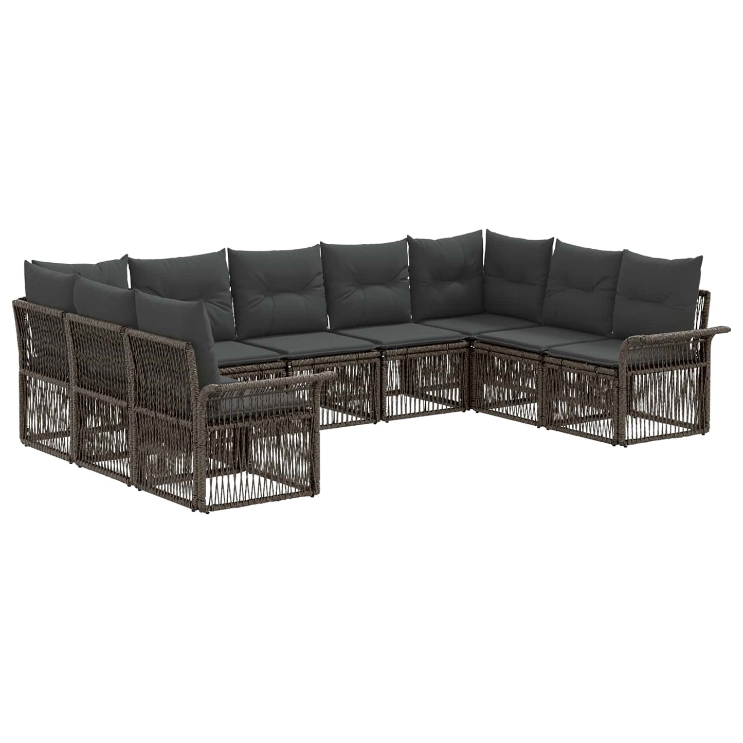 Gartensofa-set 9 pcs Grau Poly-Rattan
