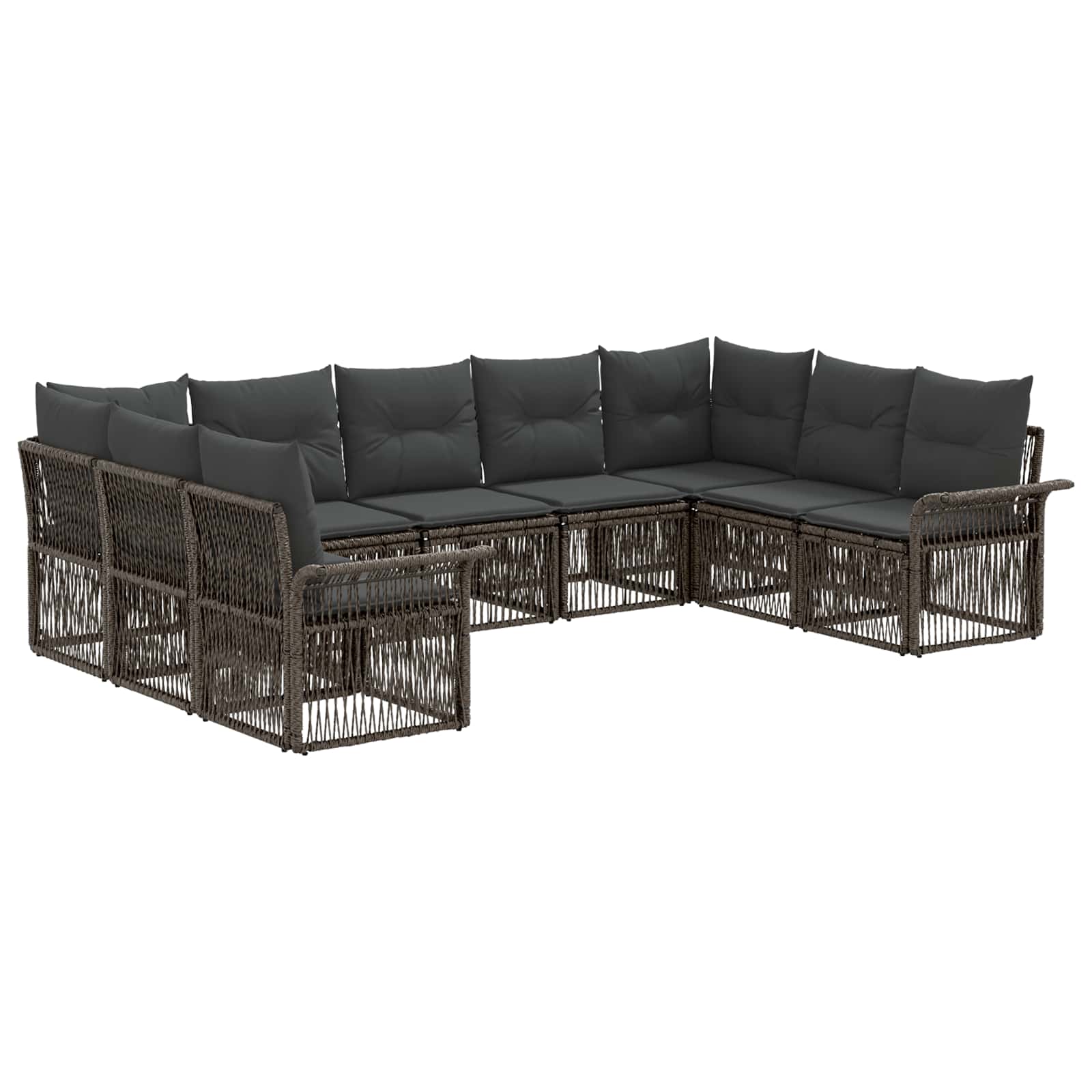 Gartensofa-set 9 pcs Grau Poly-Rattan