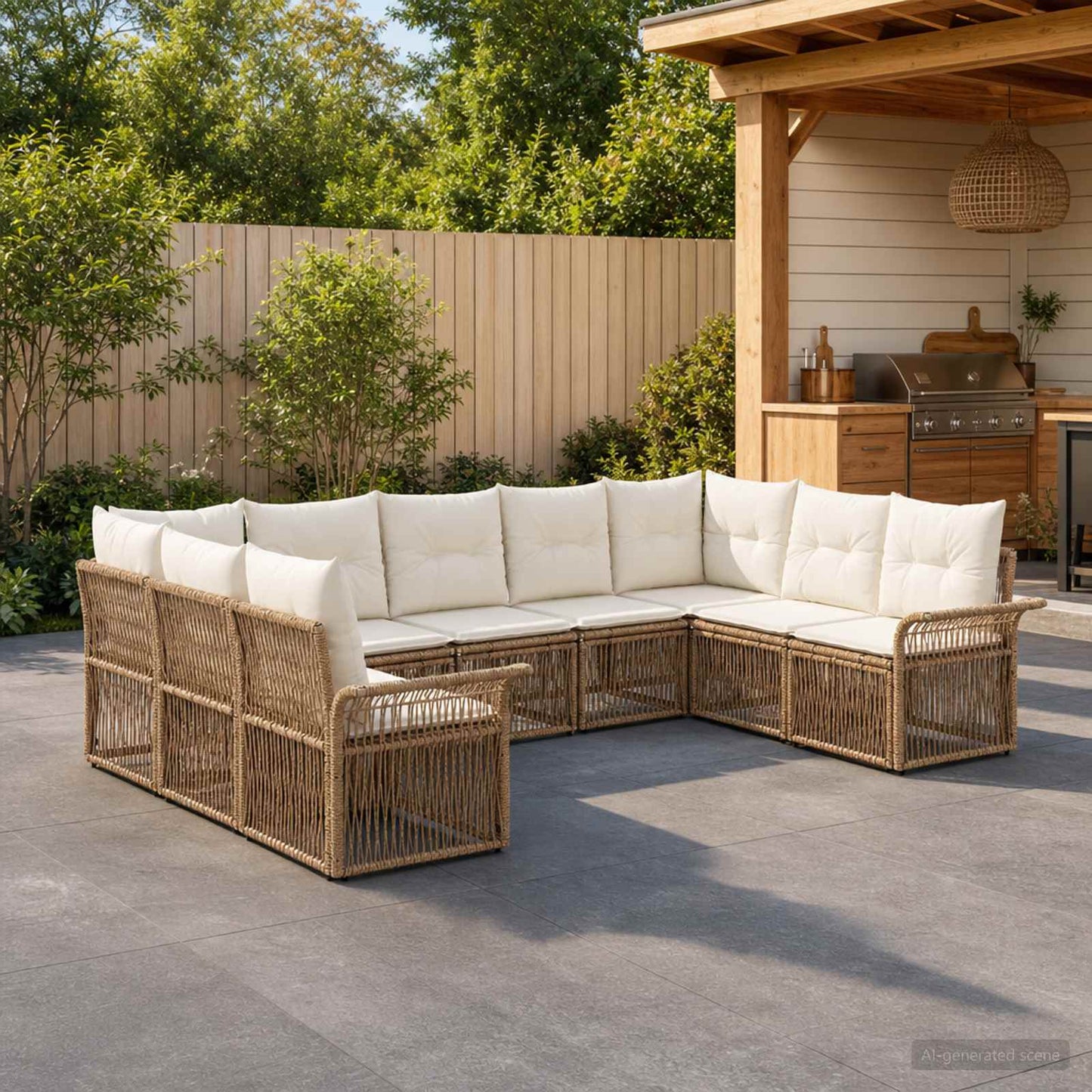 Gartensofa-set 9 pcs Beige Poly-Rattan
