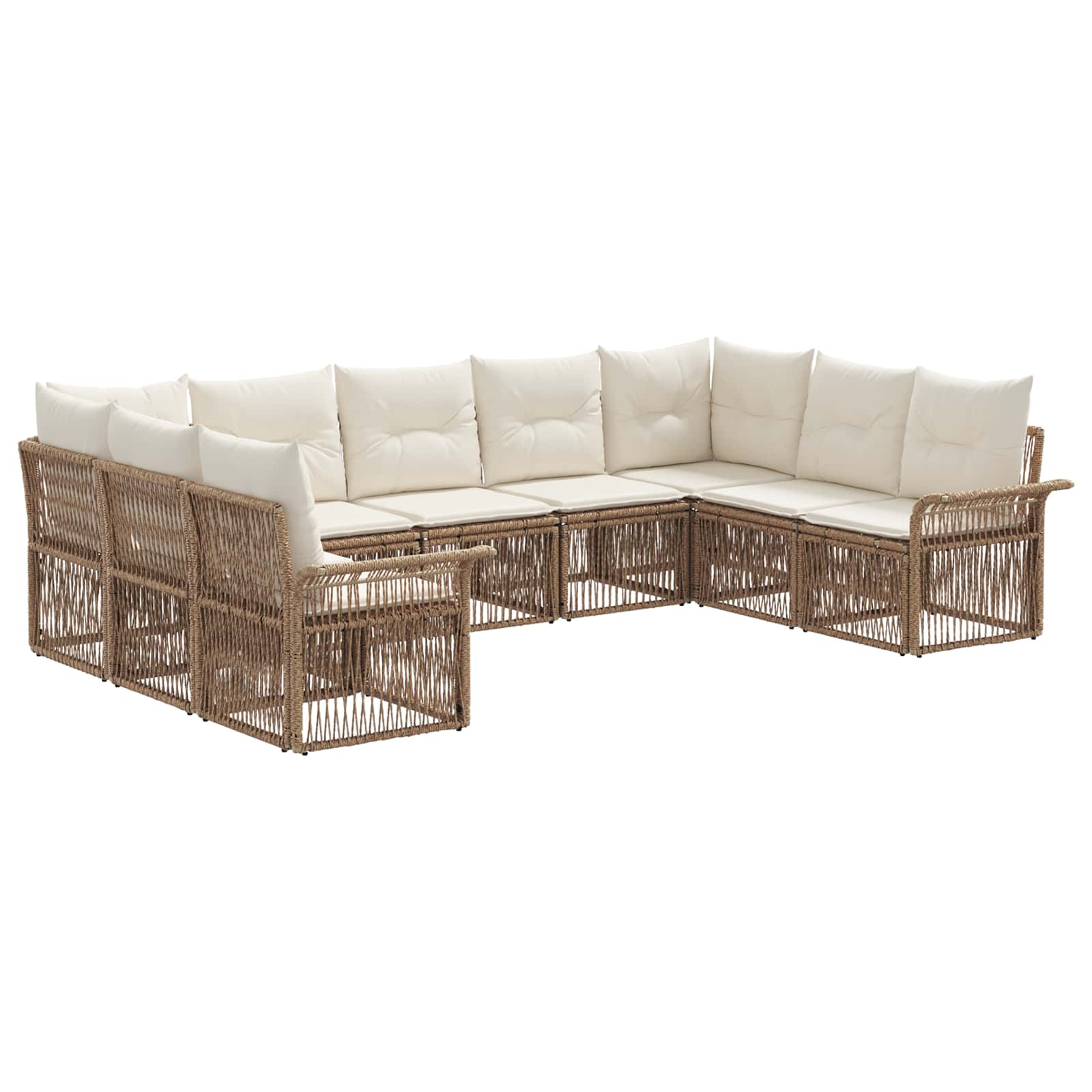 Gartensofa-set 9 pcs Beige Poly-Rattan