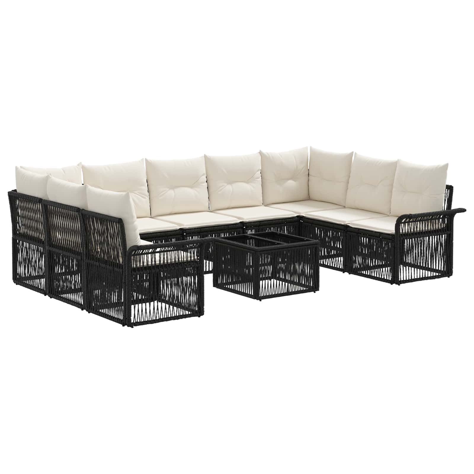 Gartensofa-set 10 pcs Schwarz Poly-Rattan