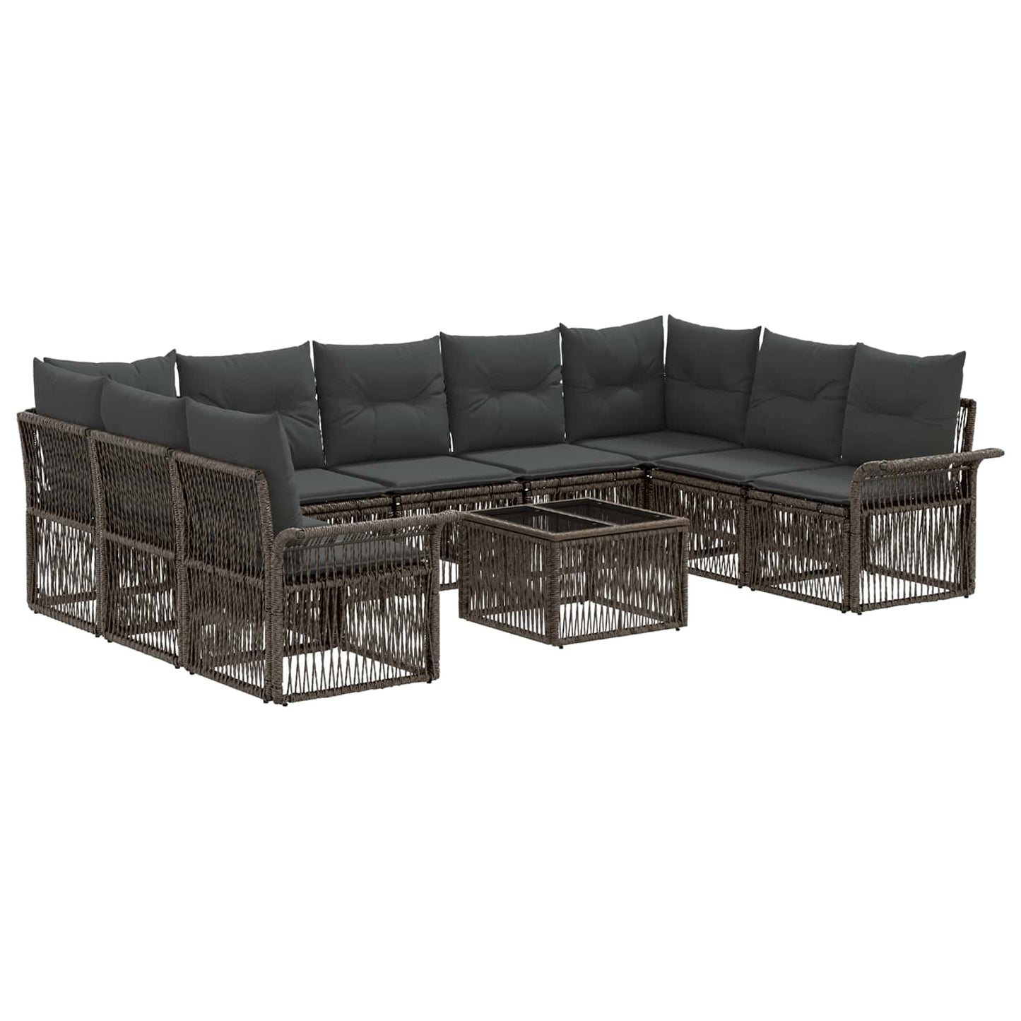 Gartensofa-set 10 stk. Grau Poly-Rattan