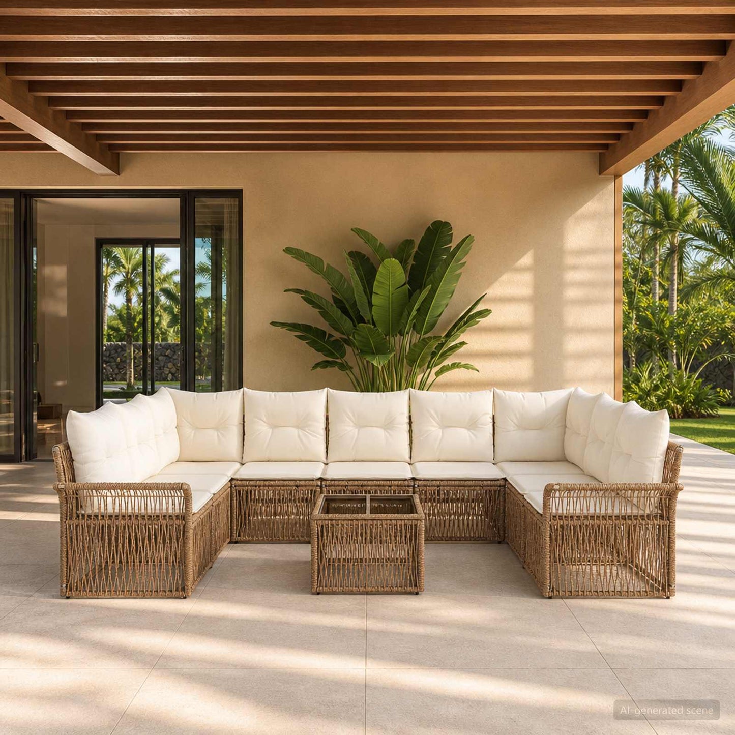 Gartensofa-set 10 pcs Beige Poly-Rattan