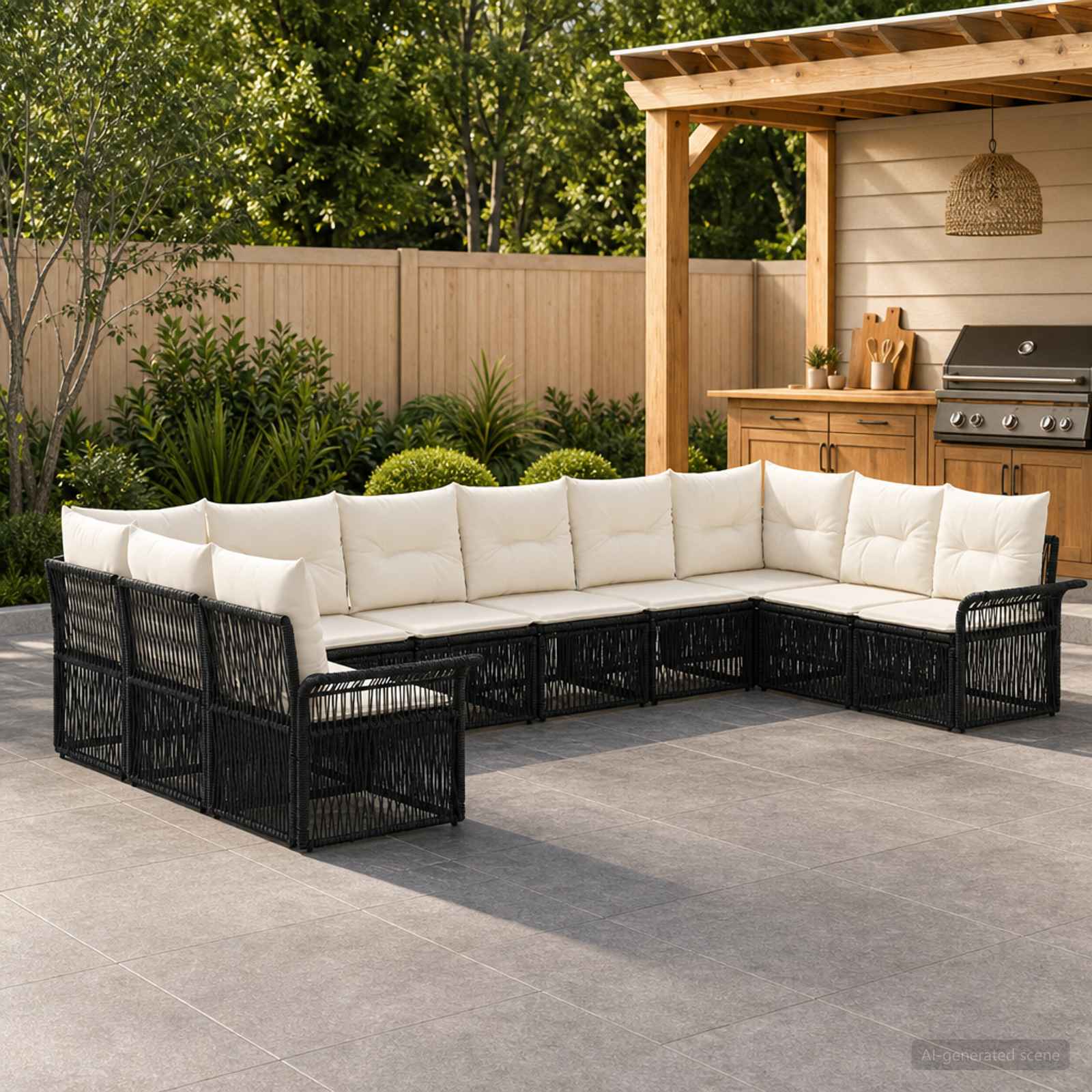 Gartensofa-set 10 stk. Schwarz Poly-Rattan