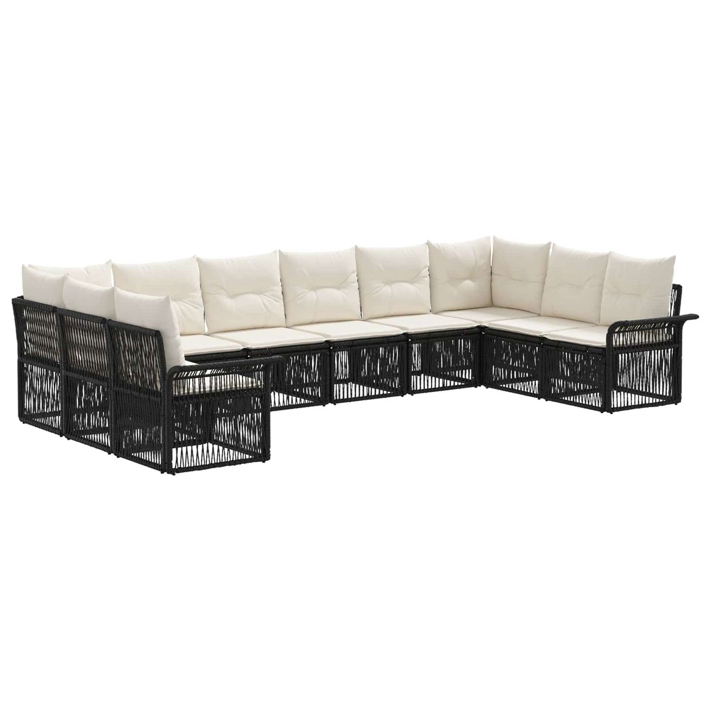 Gartensofa-set 10 stk. Schwarz Poly-Rattan