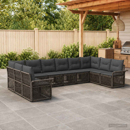 Gartensofa-set 10 stk. Grau Poly-Rattan
