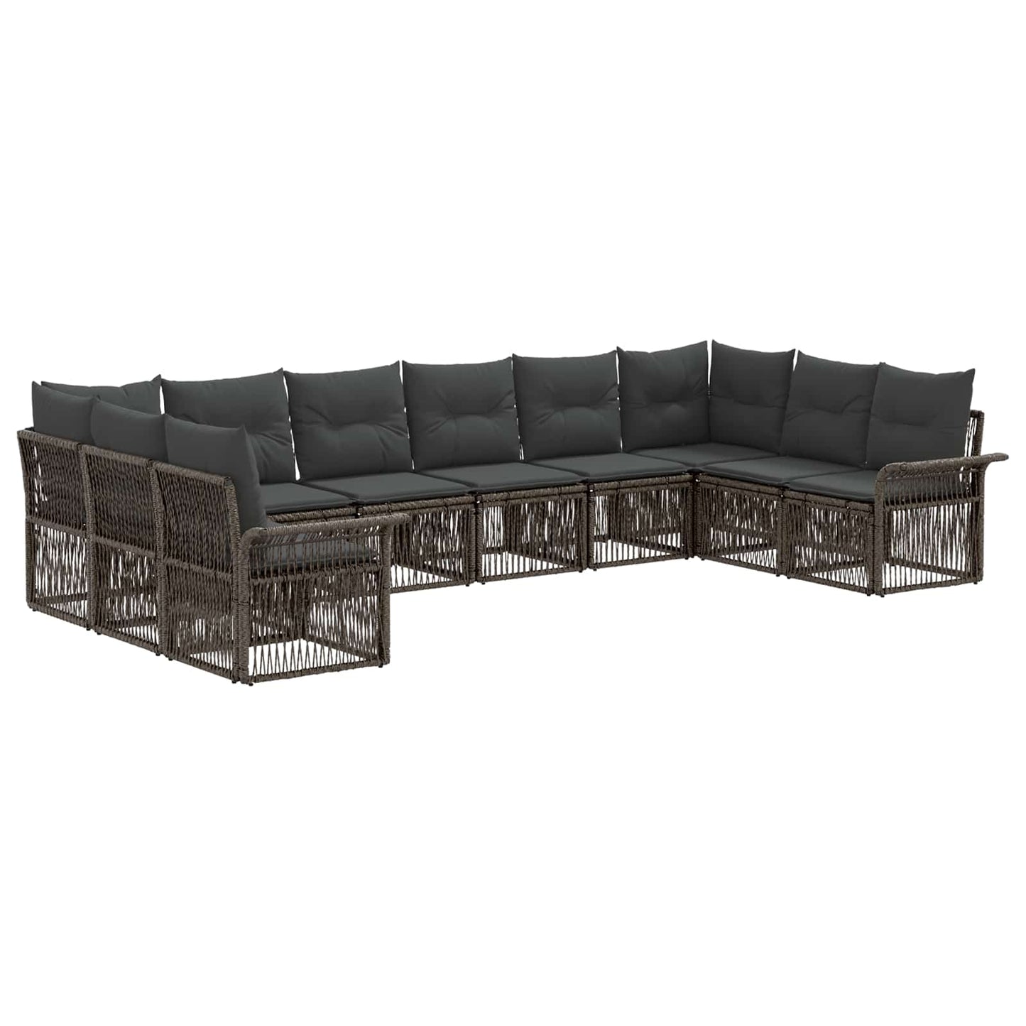 Gartensofa-set 10 pcs Grau Poly-Rattan