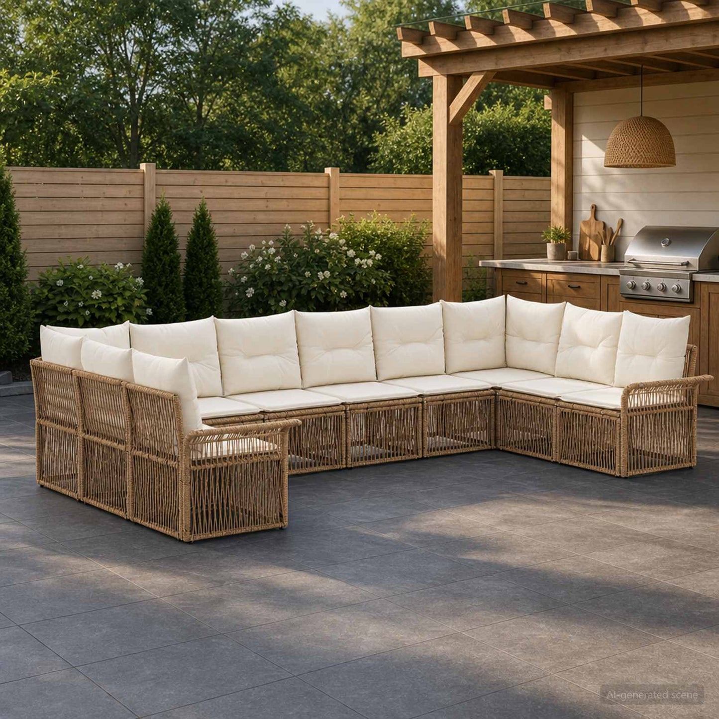Gartensofa-set 10 pcs Beige Poly-Rattan
