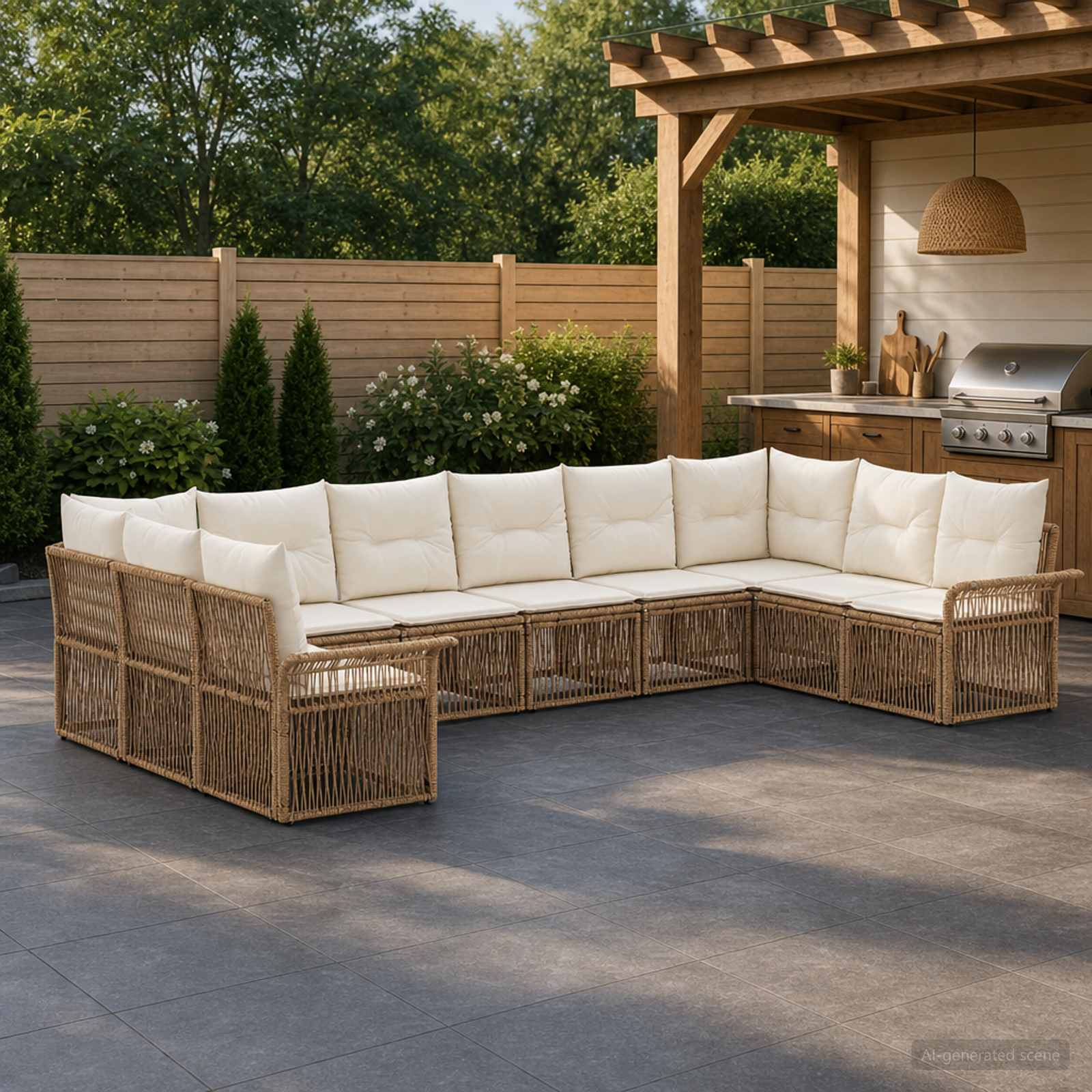 Gartensofa-set 10 pcs Beige Poly-Rattan