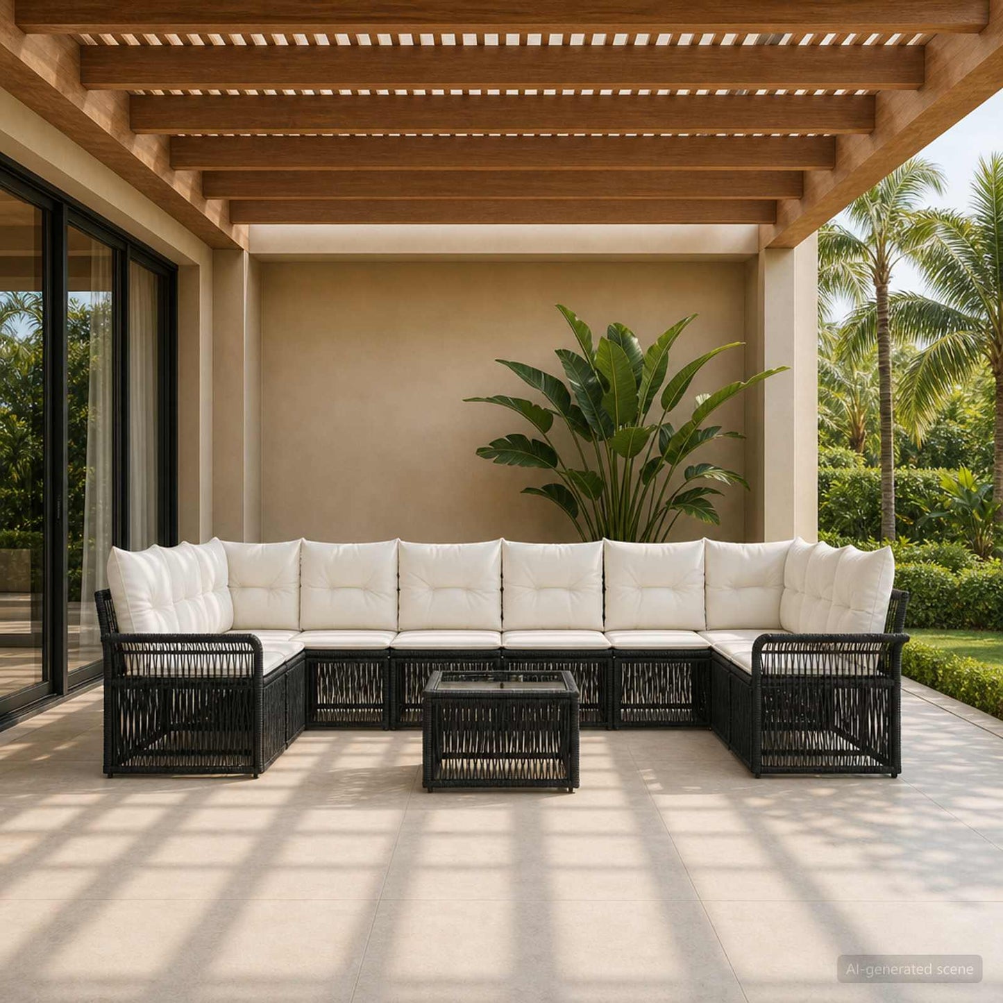 Gartensofa-set 11 stk. Schwarz Poly-Rattan