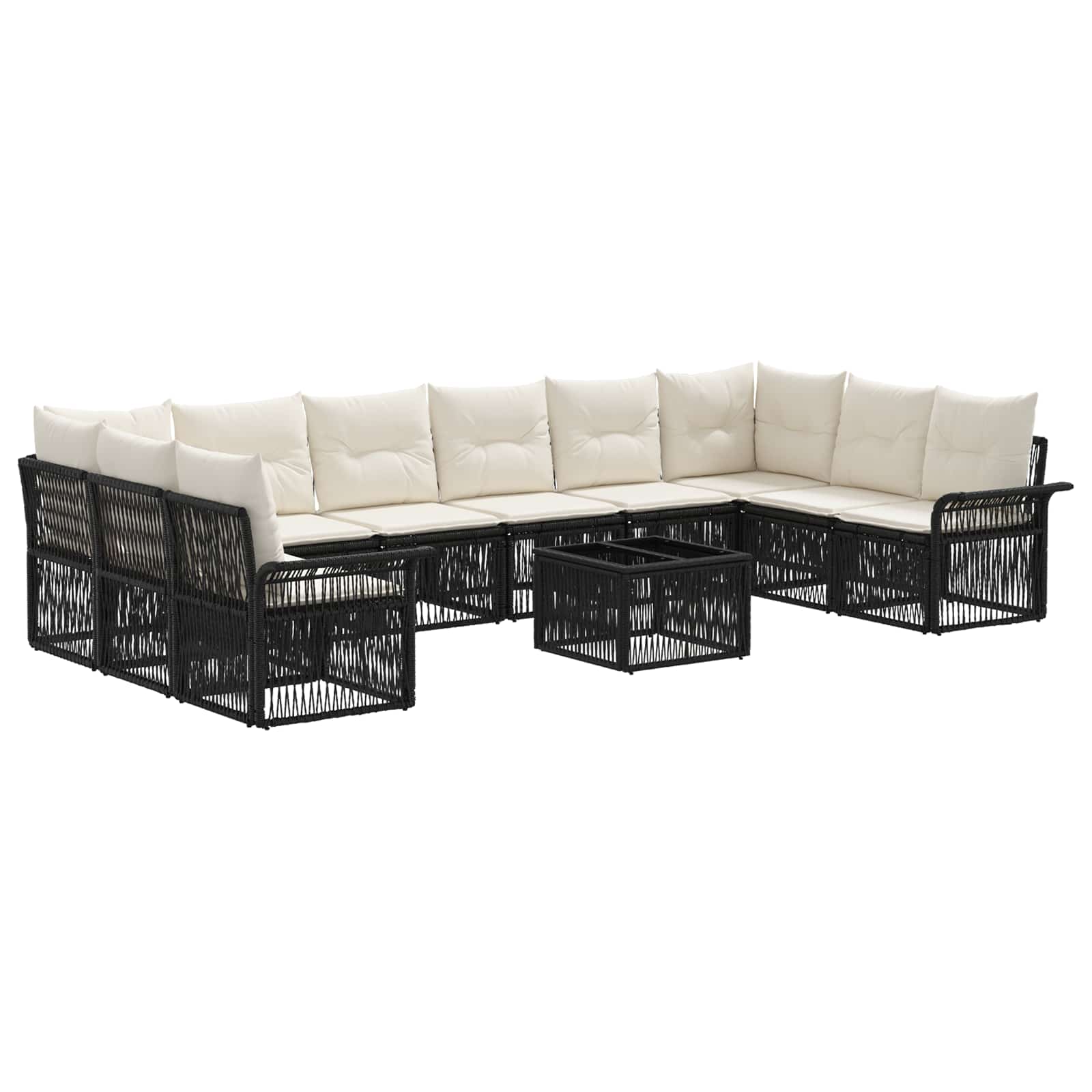 Gartensofa-set 11 stk. Schwarz Poly-Rattan