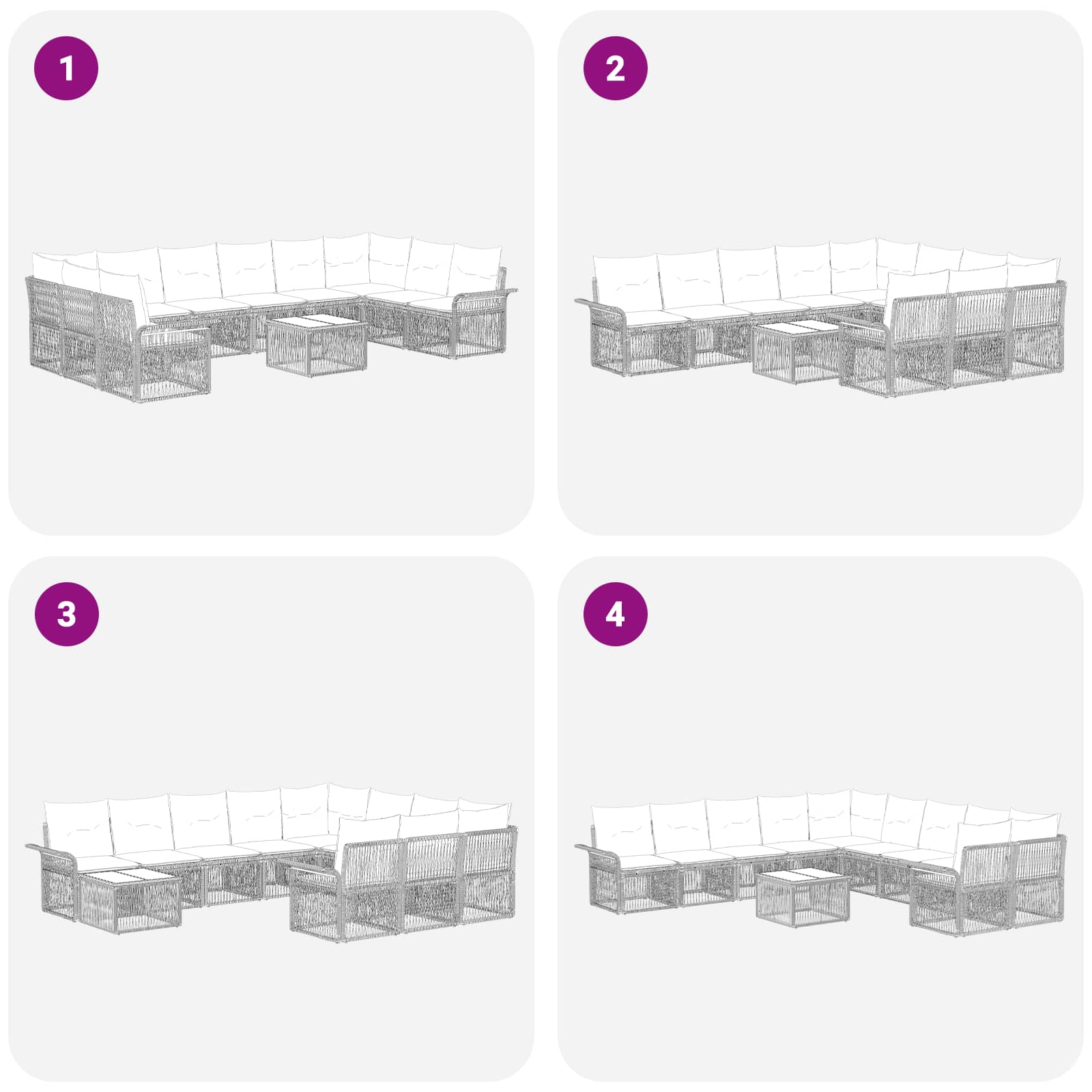 Gartensofa-set 11 stk. Schwarz Poly-Rattan