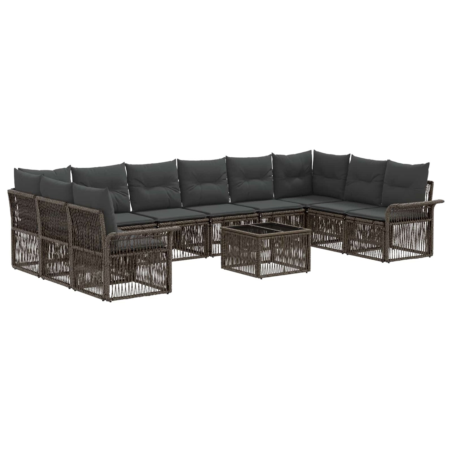 Gartensofa-set 11 stk. Grau Poly-Rattan