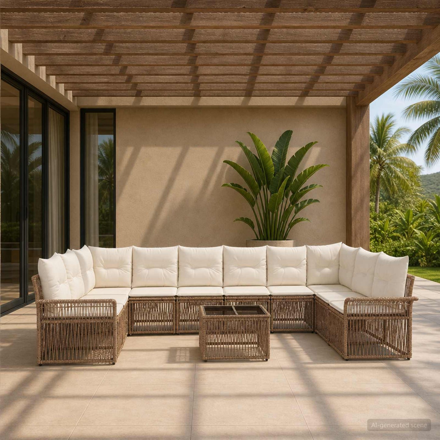 Gartensofa-set 11 pcs Beige Poly-Rattan