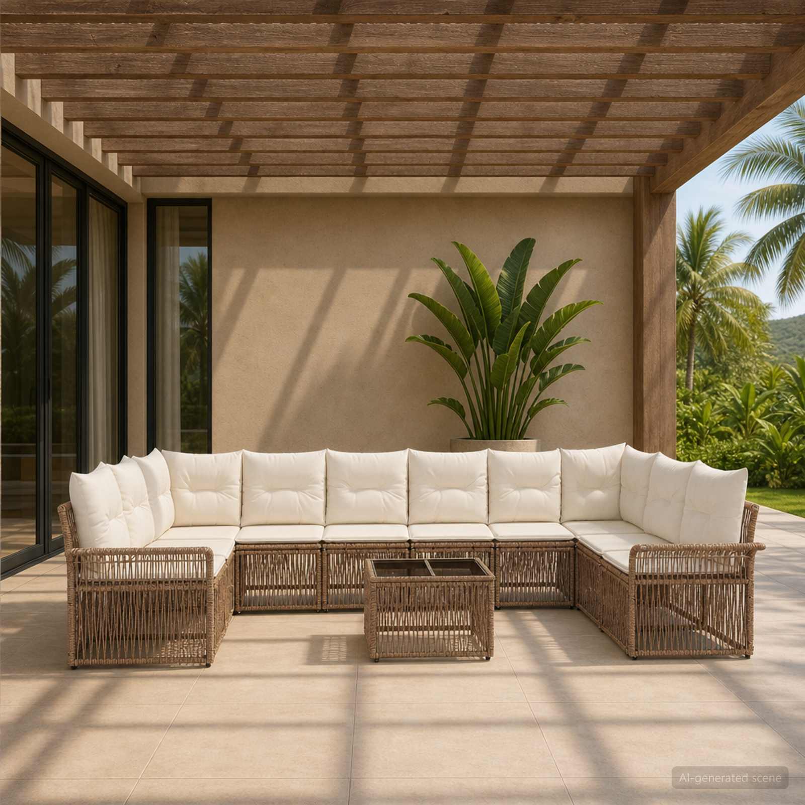 Gartensofa-set 11 pcs Beige Poly-Rattan