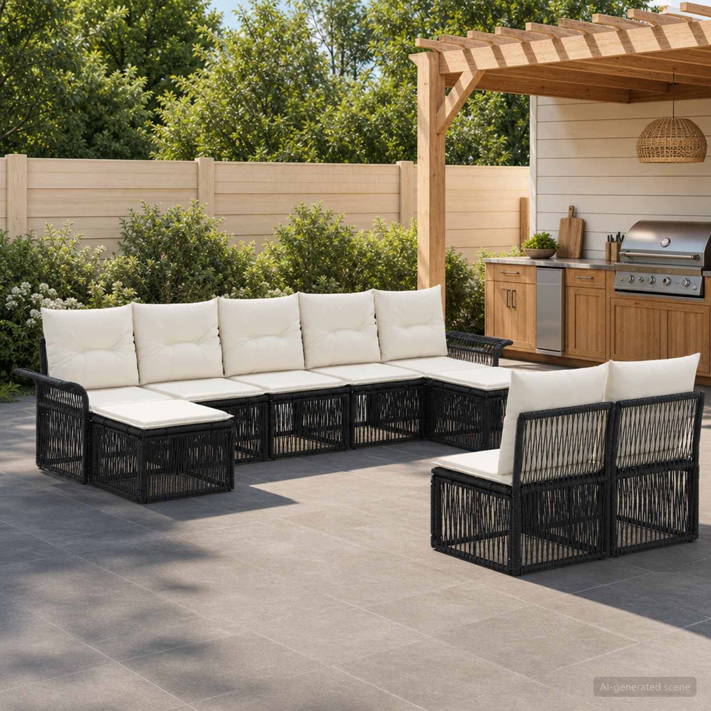 Gartensofa-set 9 pcs Schwarz Poly-Rattan