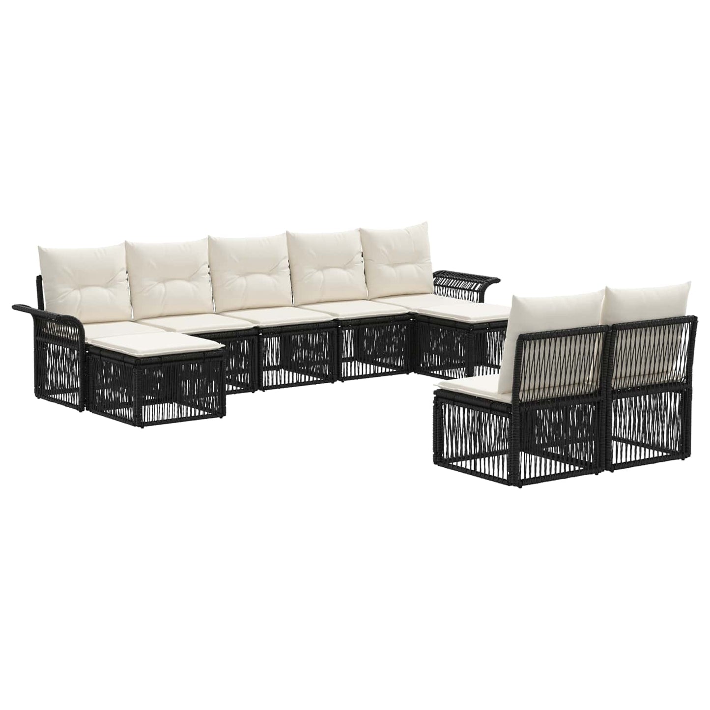 Gartensofa-set 9 pcs Schwarz Poly-Rattan