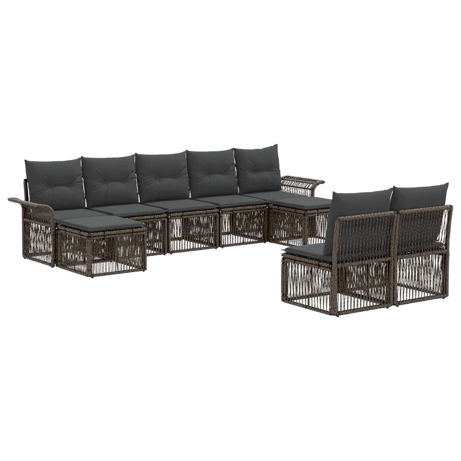 Gartensofa-set 9 stk. Grau Poly-Rattan