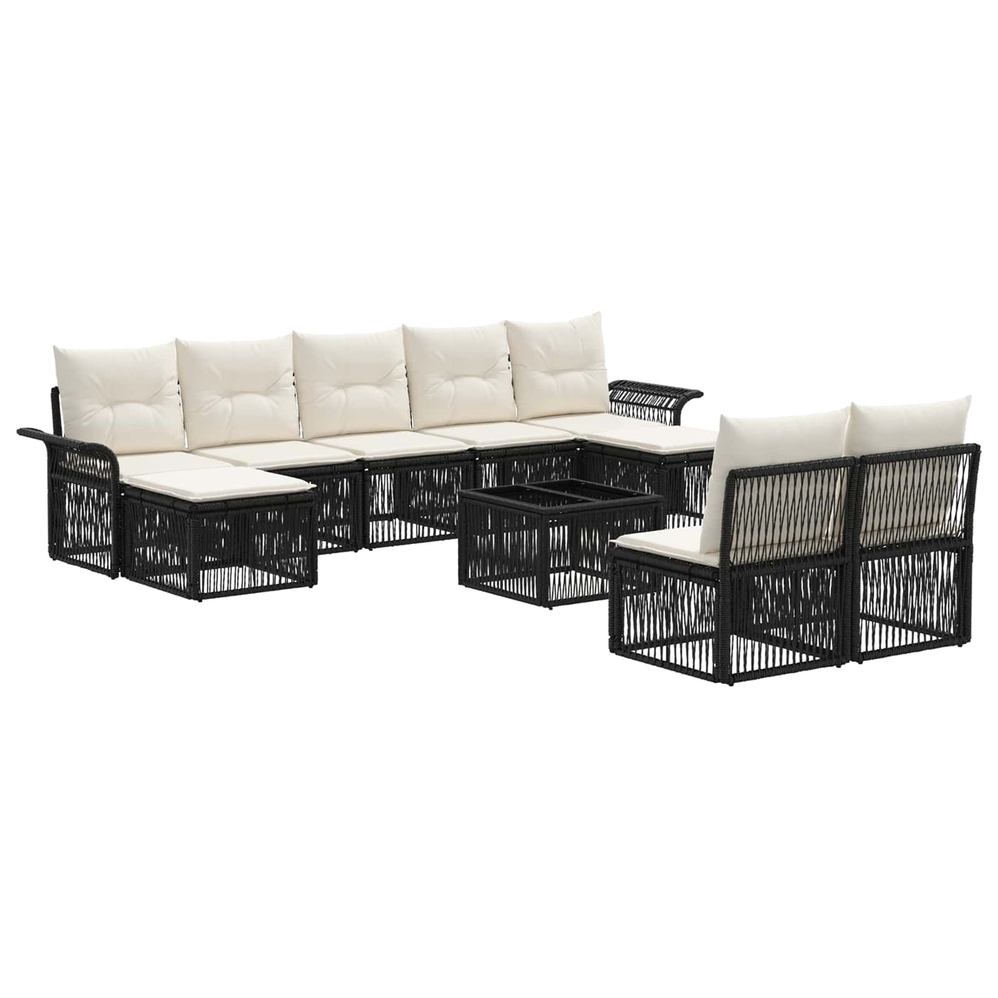 Gartensofa-set 10 pcs Schwarz Poly-Rattan