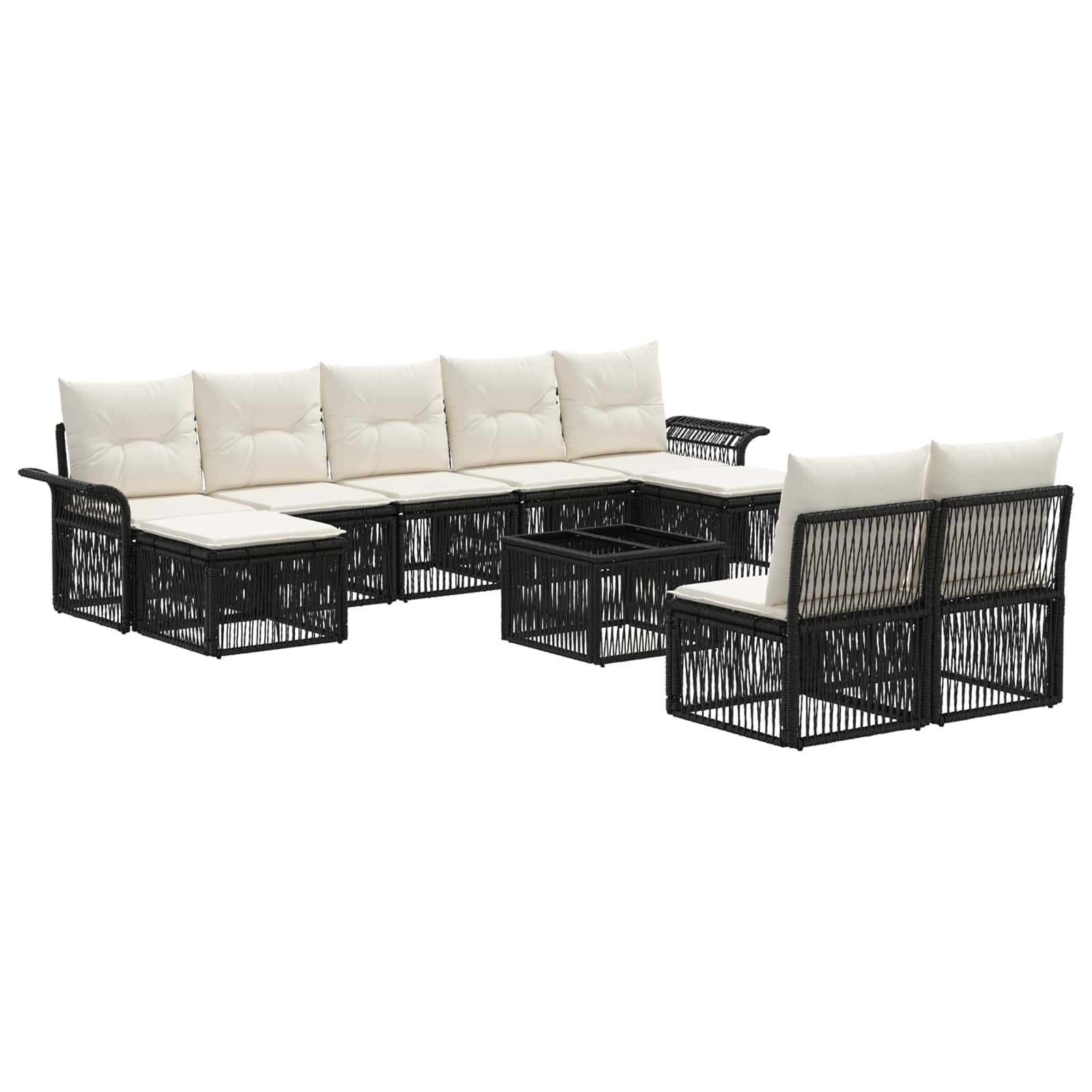 Gartensofa-set 10 pcs Schwarz Poly-Rattan